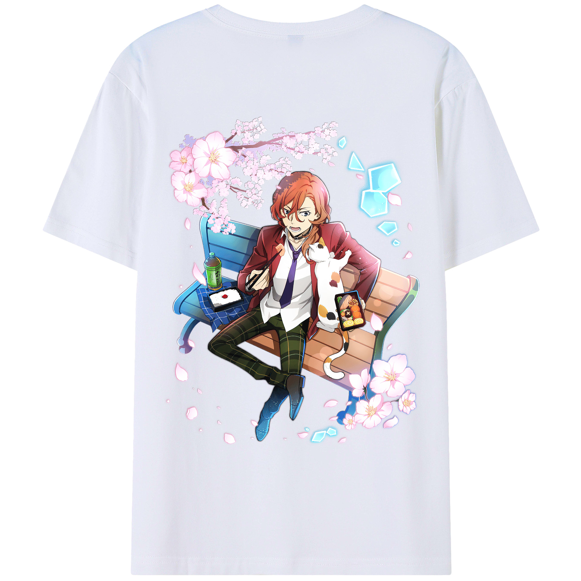 （画像用） 文豪ストレイドッグス Bungo Stray Dogs 綿100％ メンズ半袖Tシャツ（バックプリント） 通気性