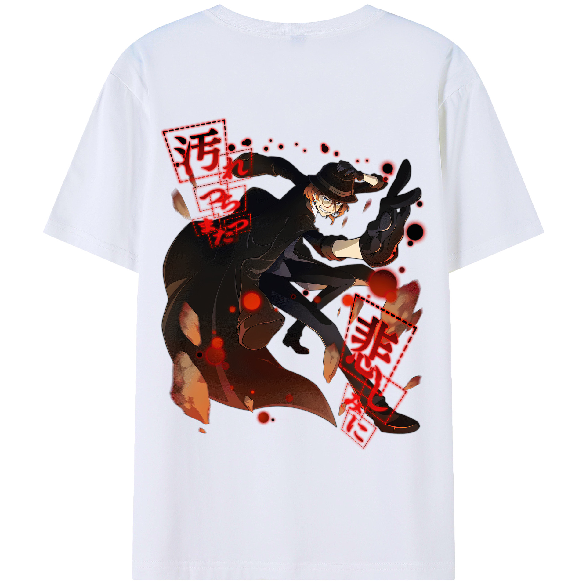 （画像用） 文豪ストレイドッグス Bungo Stray Dogs 綿100％ メンズ半袖Tシャツ（バックプリント） 通気性