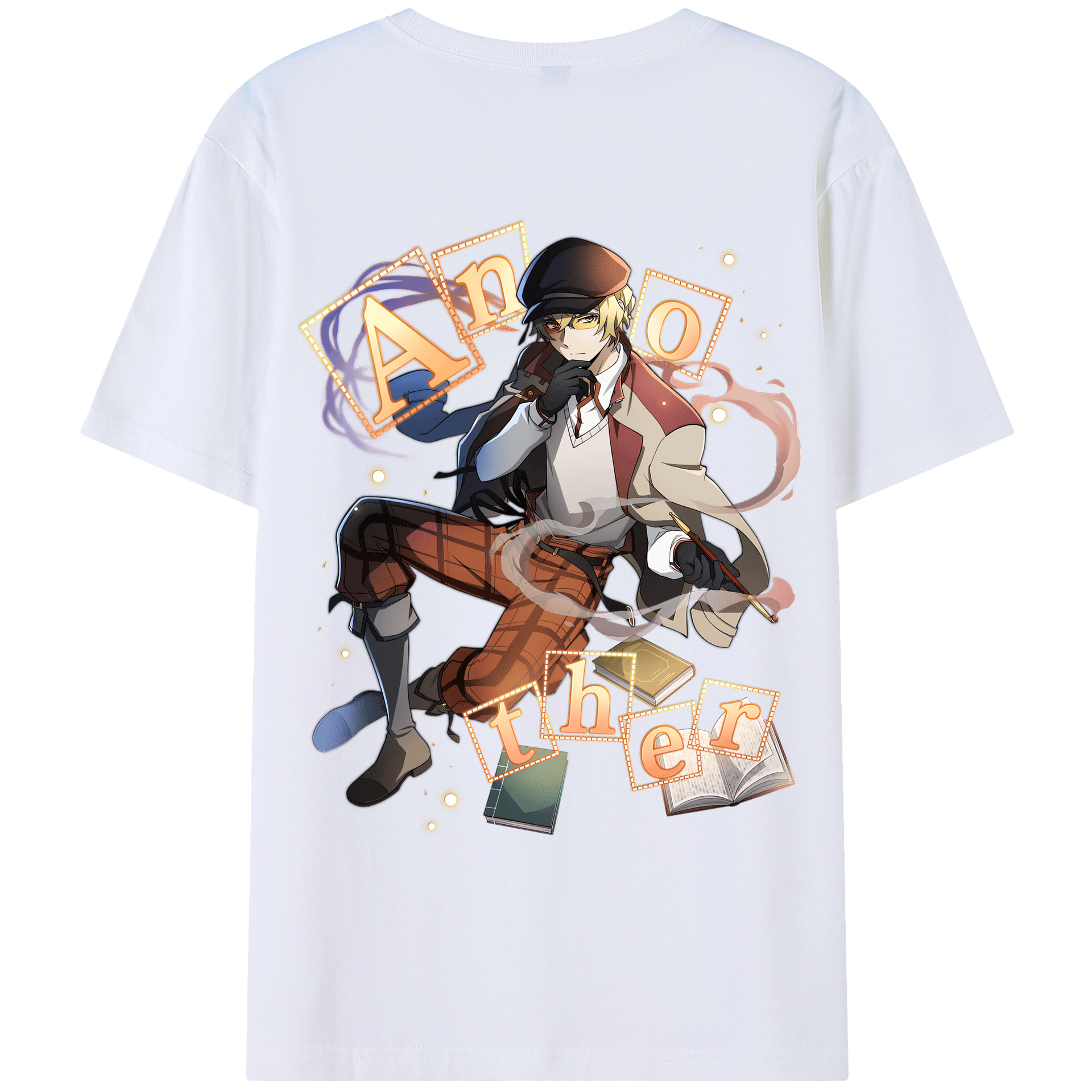 （画像用） 文豪ストレイドッグス Bungo Stray Dogs 綿100％ メンズ半袖Tシャツ（バックプリント） 通気性