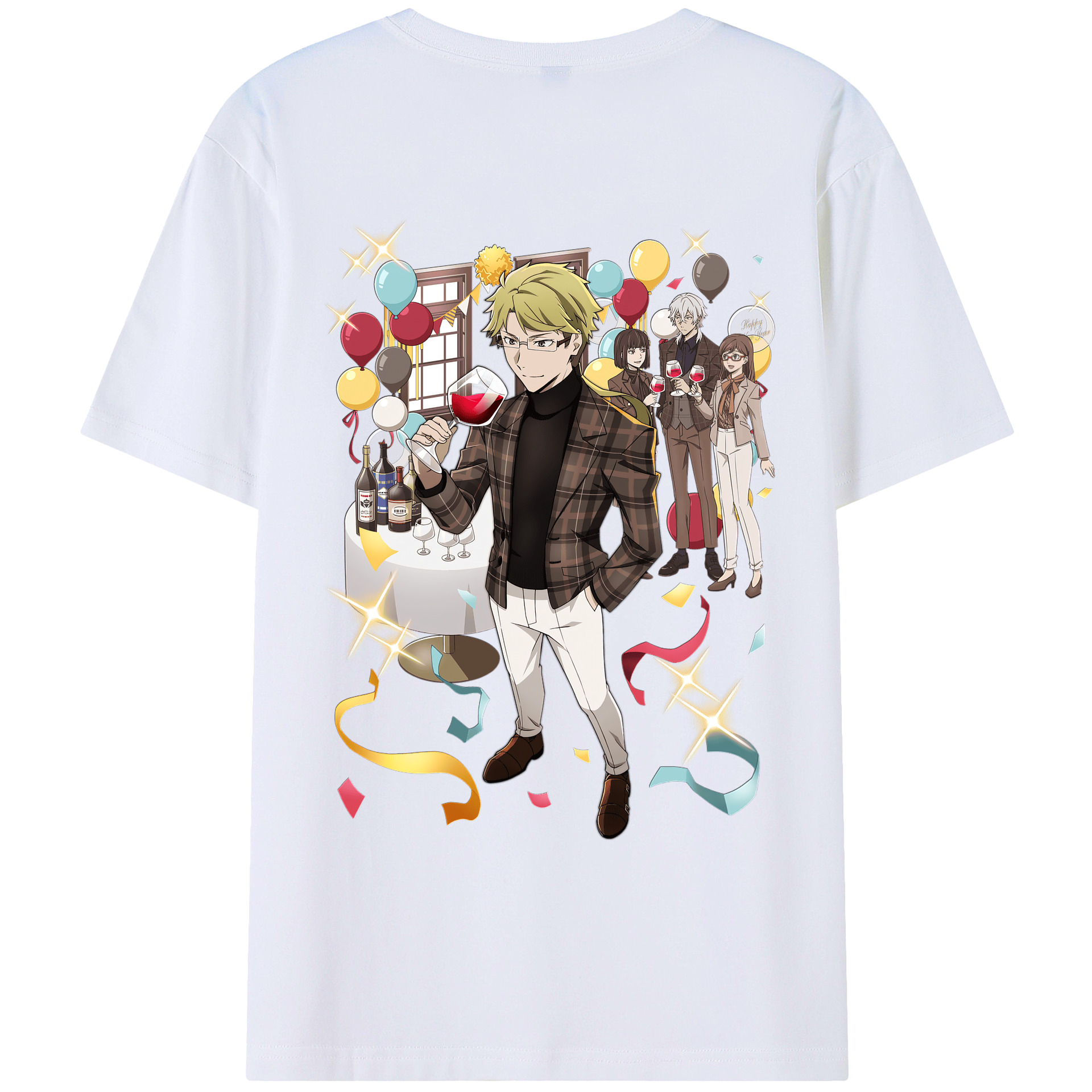 （画像用） 文豪ストレイドッグス Bungo Stray Dogs 綿100％ メンズ半袖Tシャツ（バックプリント） 通気性