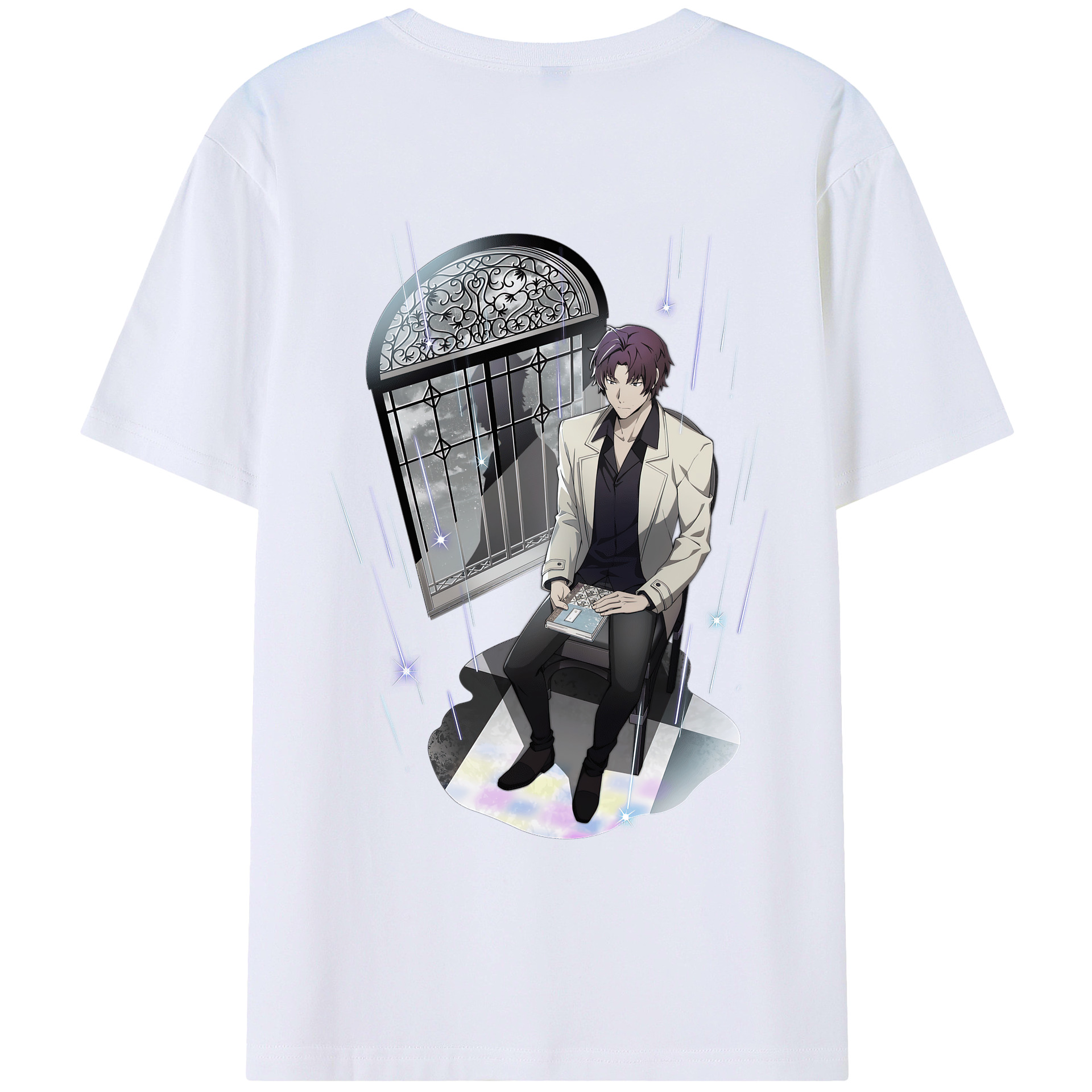 （画像用） 文豪ストレイドッグス Bungo Stray Dogs 綿100％ メンズ半袖Tシャツ（バックプリント） 通気性