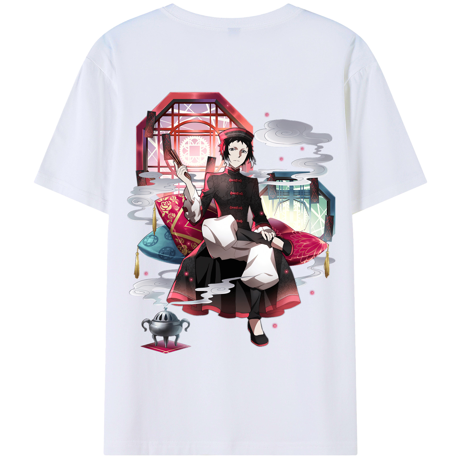 （画像用） 文豪ストレイドッグス Bungo Stray Dogs 綿100％ メンズ半袖Tシャツ（バックプリント） 通気性