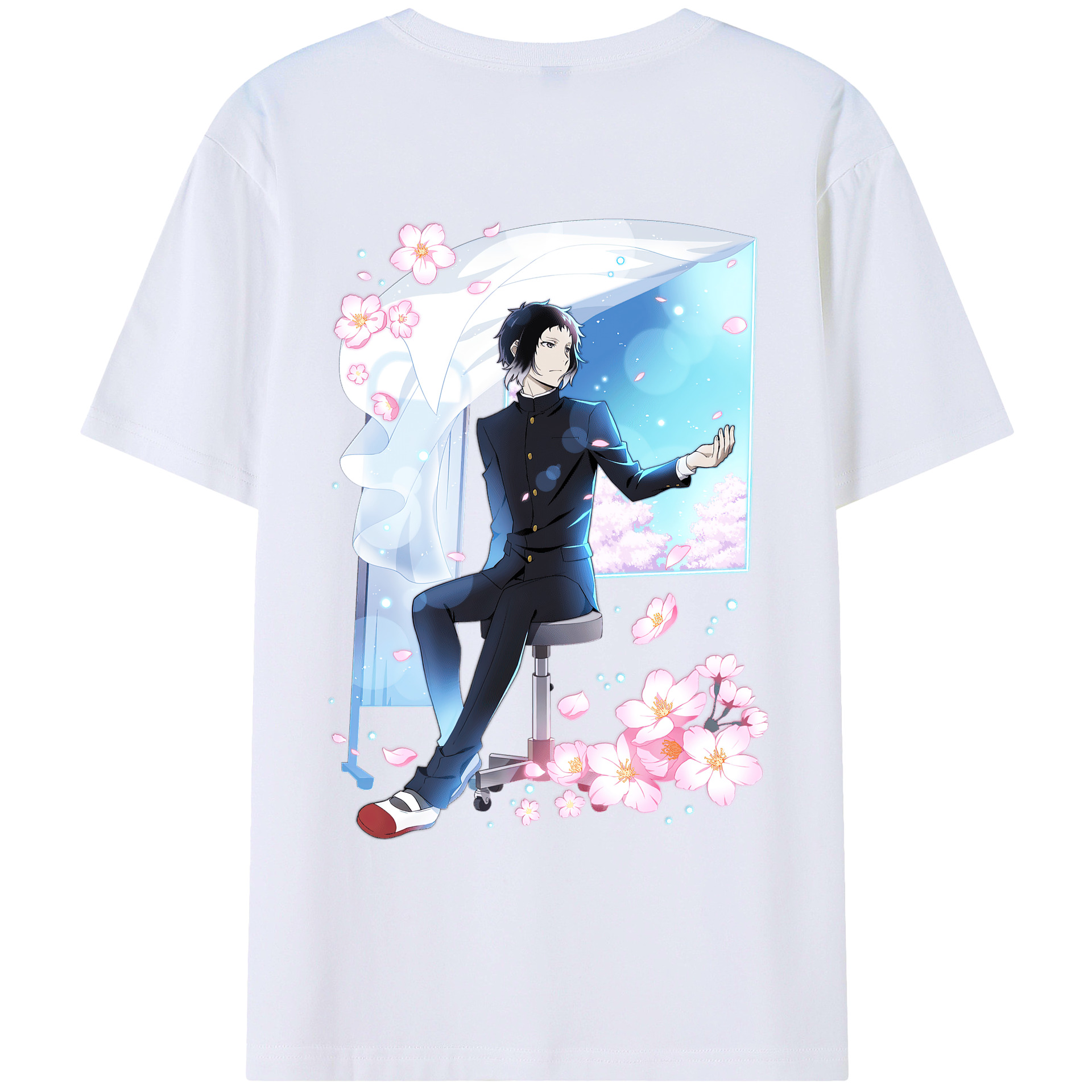 （画像用） 文豪ストレイドッグス Bungo Stray Dogs 綿100％ メンズ半袖Tシャツ（バックプリント） 通気性