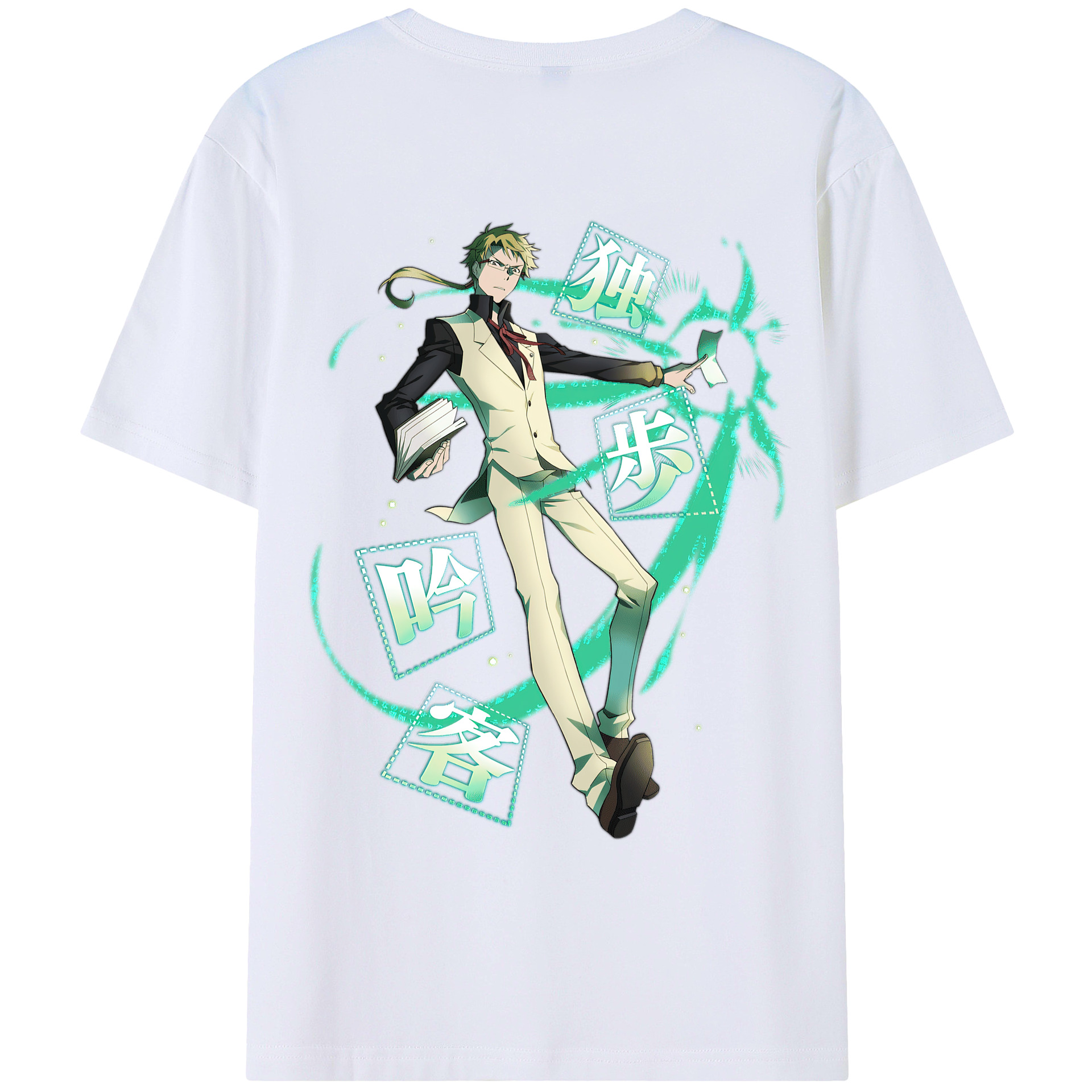 （画像用） 文豪ストレイドッグス Bungo Stray Dogs 綿100％ メンズ半袖Tシャツ（バックプリント） 通気性