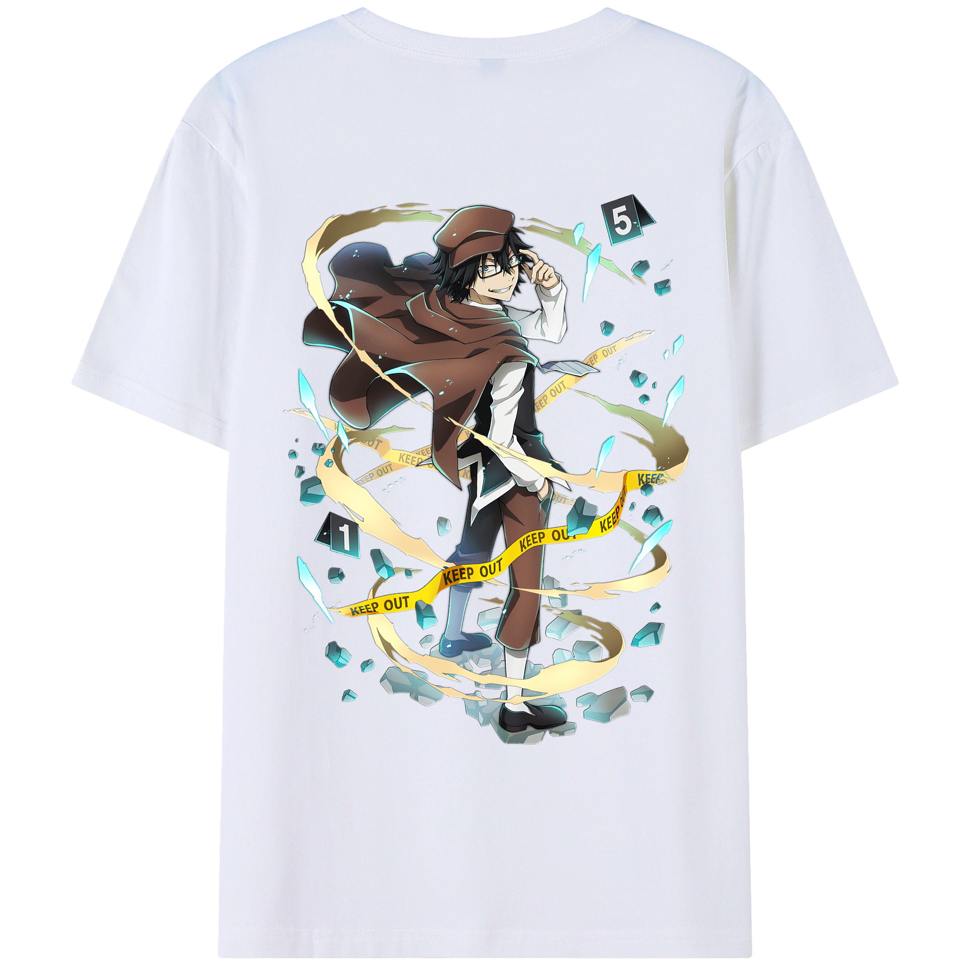 （画像用） 文豪ストレイドッグス Bungo Stray Dogs 綿100％ メンズ半袖Tシャツ（バックプリント） 通気性