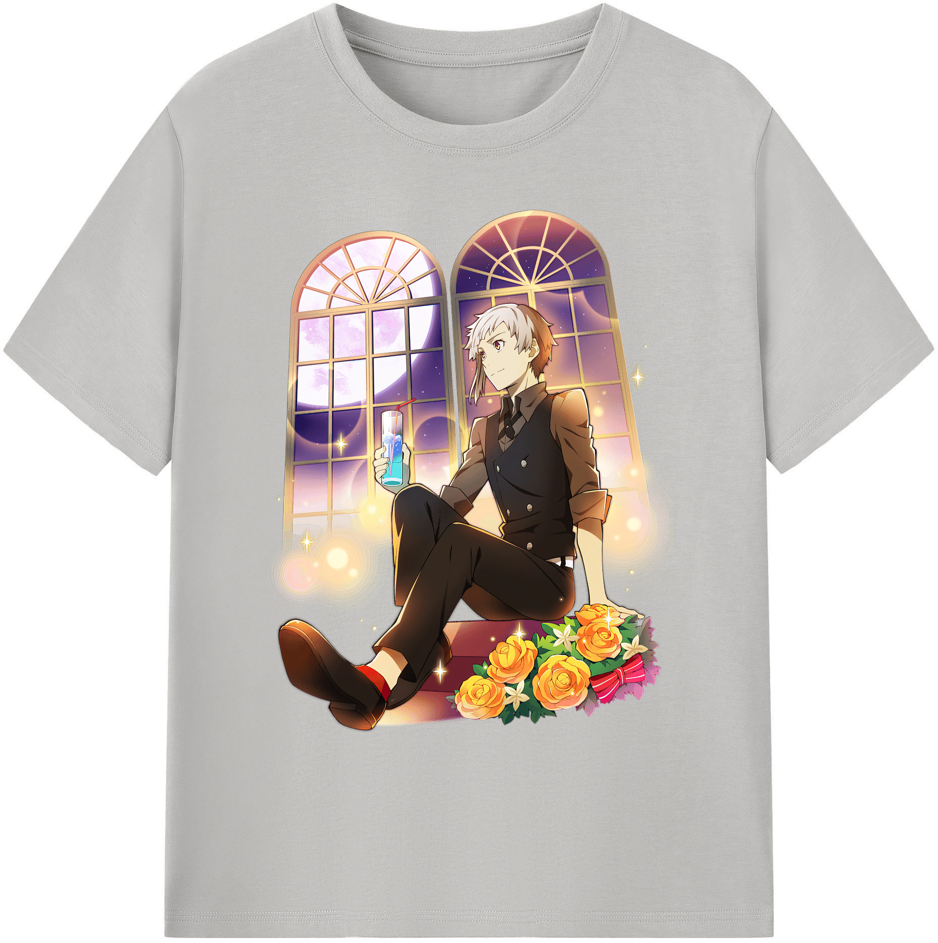 （画像用） 文豪ストレイドッグス Bungo Stray Dogs 綿100％ メンズ半袖Tシャツ｜肌触りやわらか＆通気性