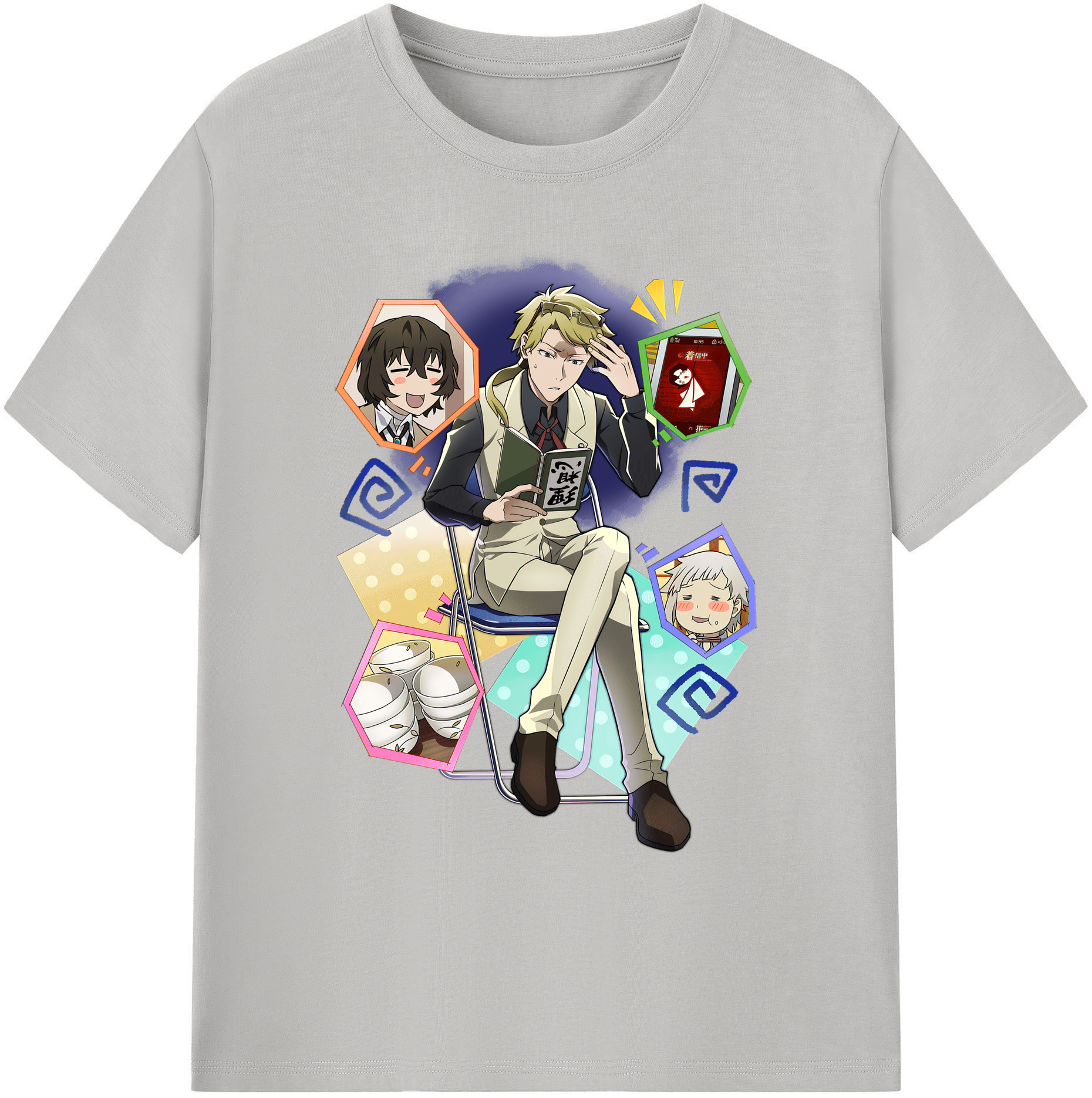 （画像用） 文豪ストレイドッグス Bungo Stray Dogs 綿100％ メンズ半袖Tシャツ｜肌触りやわらか＆通気性