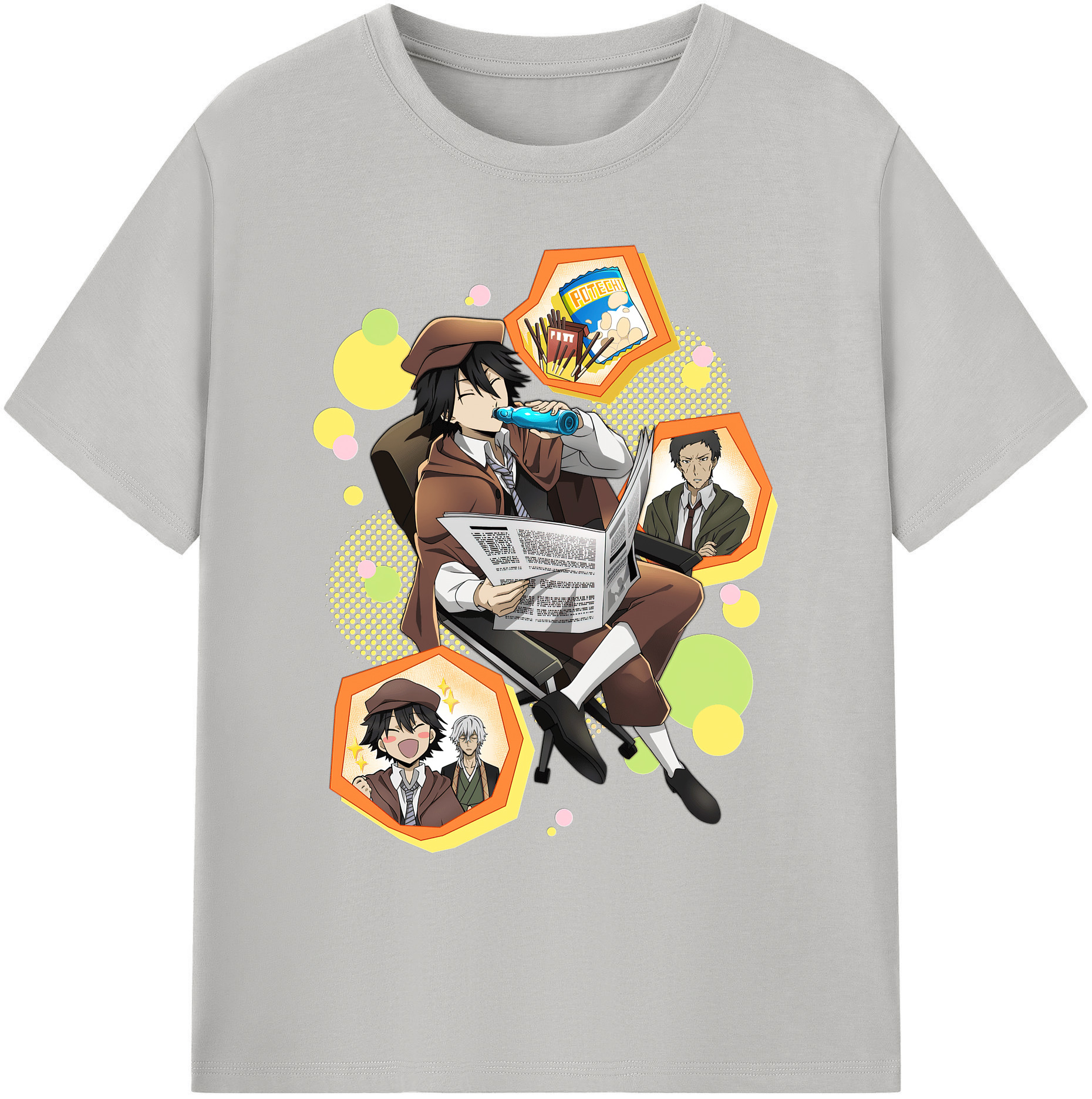 （画像用） 文豪ストレイドッグス Bungo Stray Dogs 綿100％ メンズ半袖Tシャツ｜肌触りやわらか＆通気性
