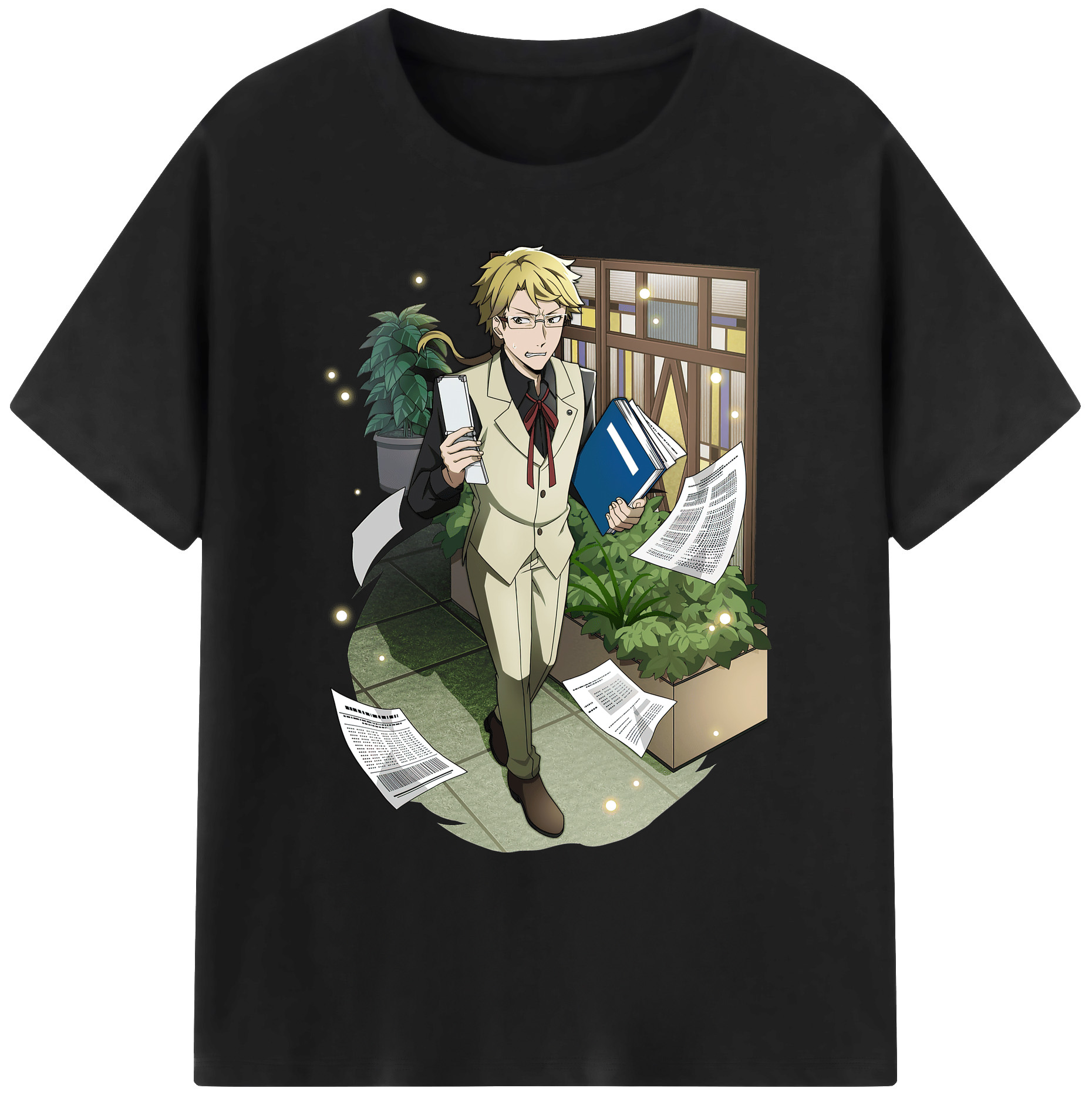 （画像用） 文豪ストレイドッグス Bungo Stray Dogs 綿100％ メンズ半袖Tシャツ｜肌触りやわらか＆通気性