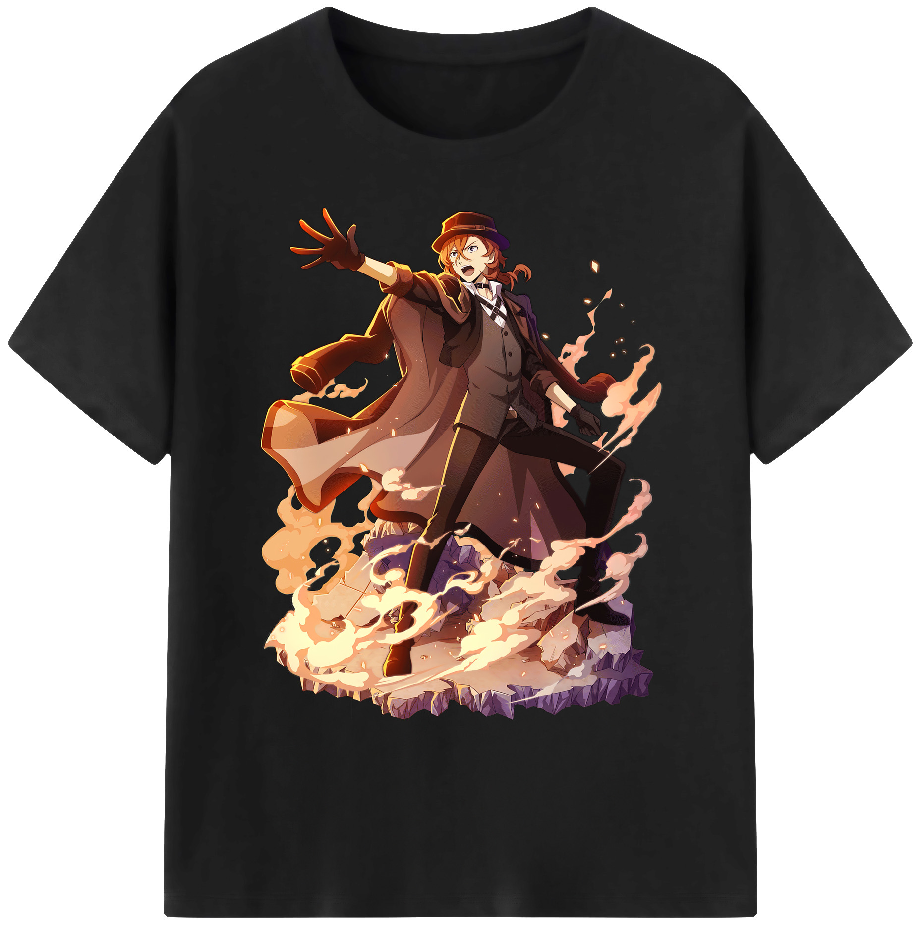（画像用） 文豪ストレイドッグス Bungo Stray Dogs 綿100％ メンズ半袖Tシャツ｜肌触りやわらか＆通気性
