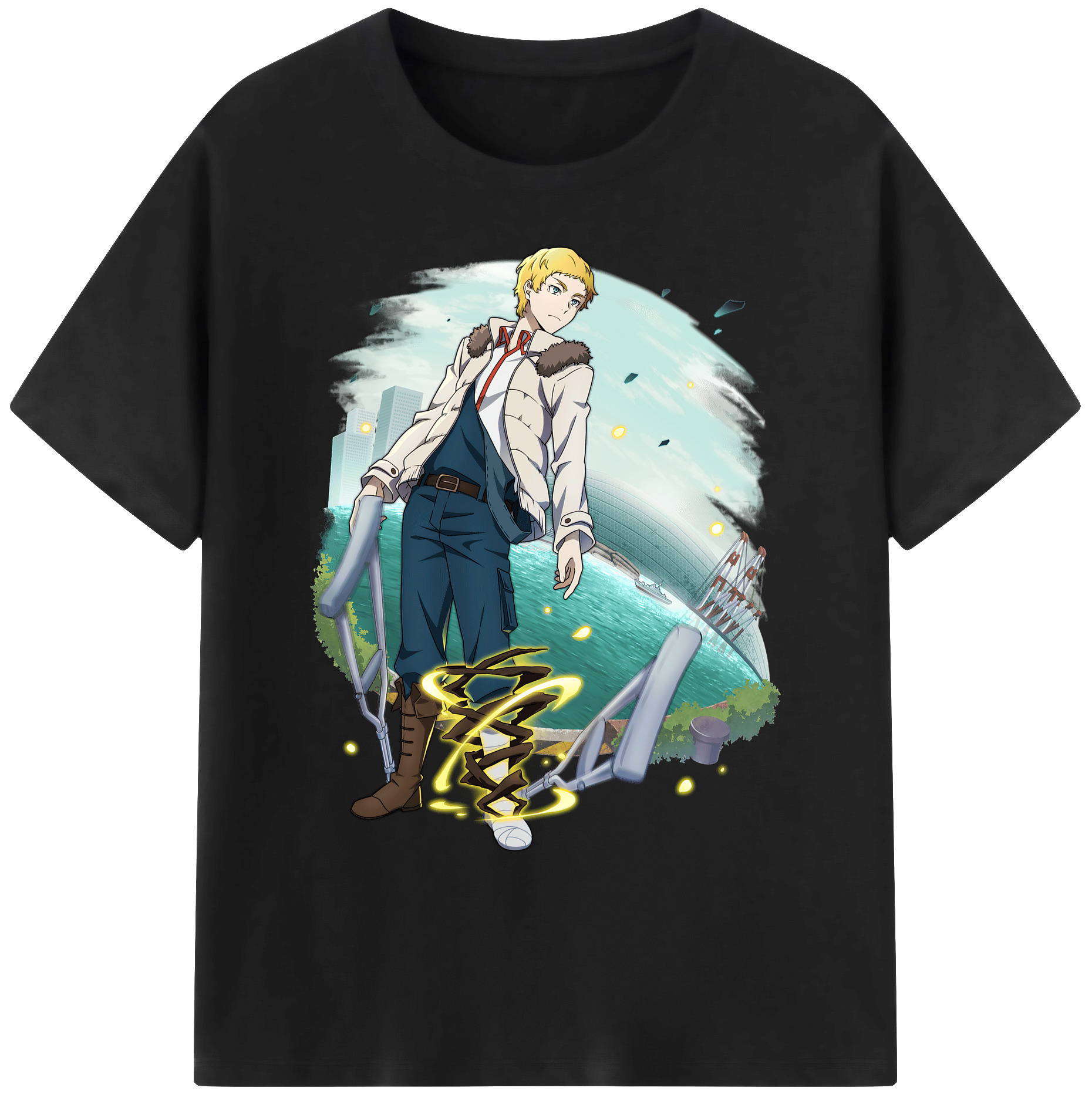 （画像用） 文豪ストレイドッグス Bungo Stray Dogs 綿100％ メンズ半袖Tシャツ｜肌触りやわらか＆通気性