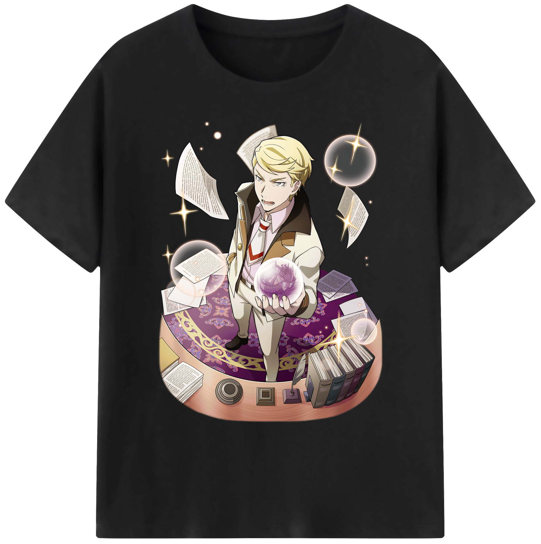 （画像用） 文豪ストレイドッグス Bungo Stray Dogs 綿100％ メンズ半袖Tシャツ｜肌触りやわらか＆通気性