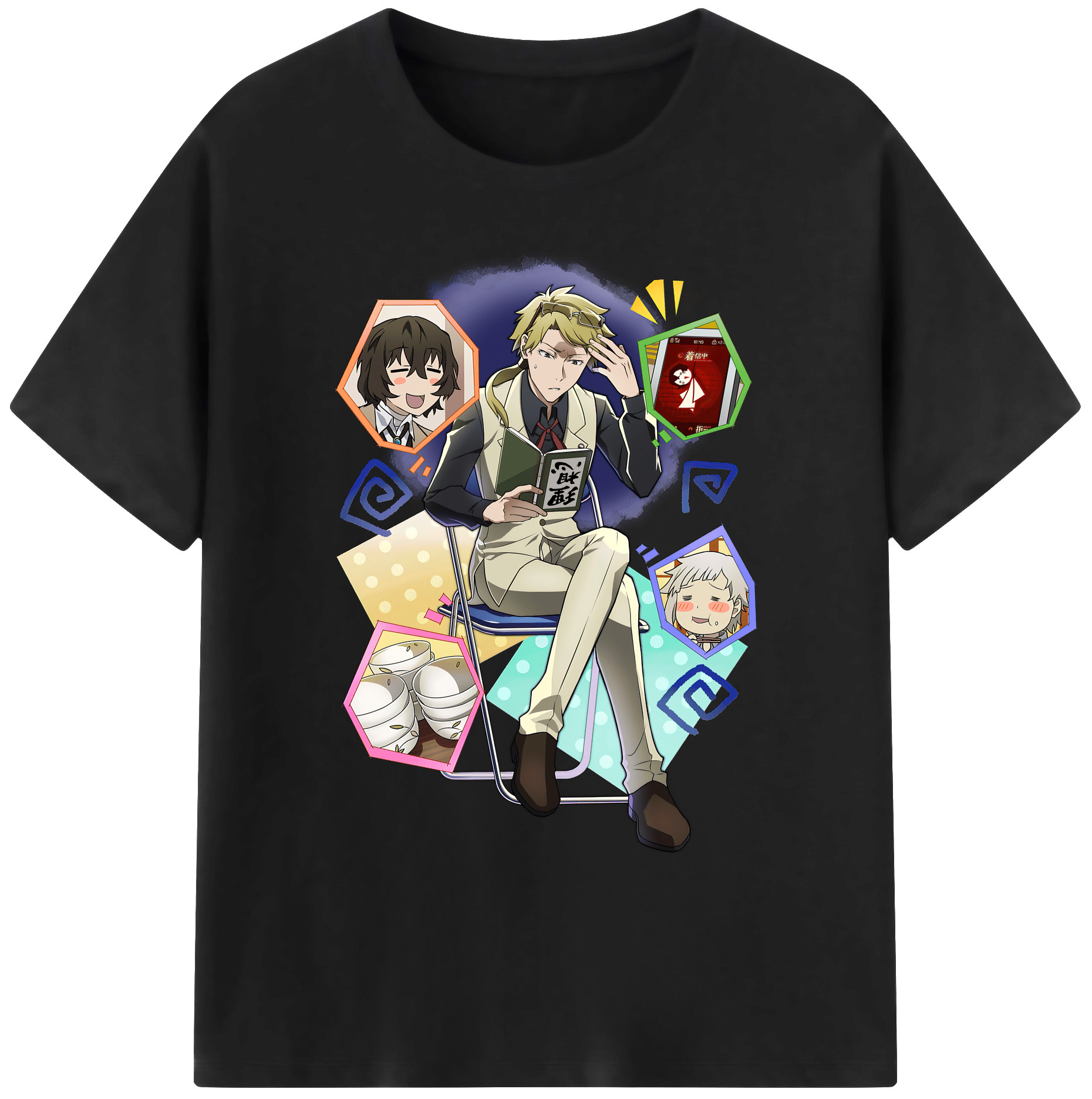 （画像用） 文豪ストレイドッグス Bungo Stray Dogs 綿100％ メンズ半袖Tシャツ｜肌触りやわらか＆通気性