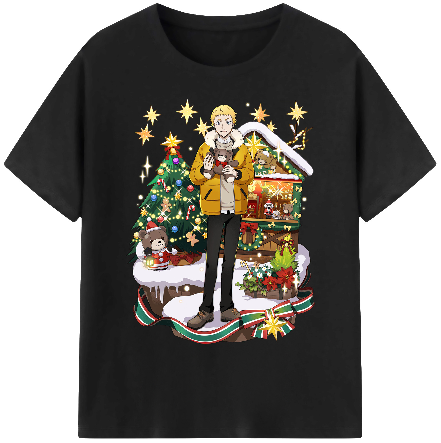 （画像用） 文豪ストレイドッグス Bungo Stray Dogs 綿100％ メンズ半袖Tシャツ｜肌触りやわらか＆通気性