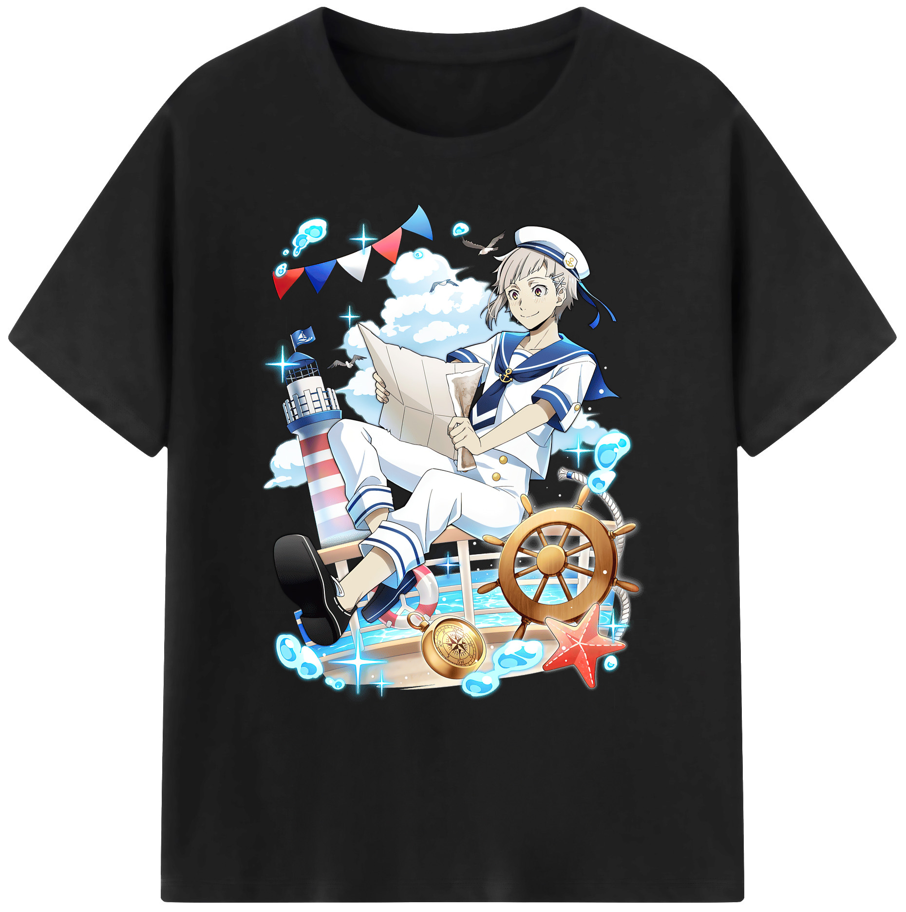 （画像用） 文豪ストレイドッグス Bungo Stray Dogs 綿100％ メンズ半袖Tシャツ｜肌触りやわらか＆通気性