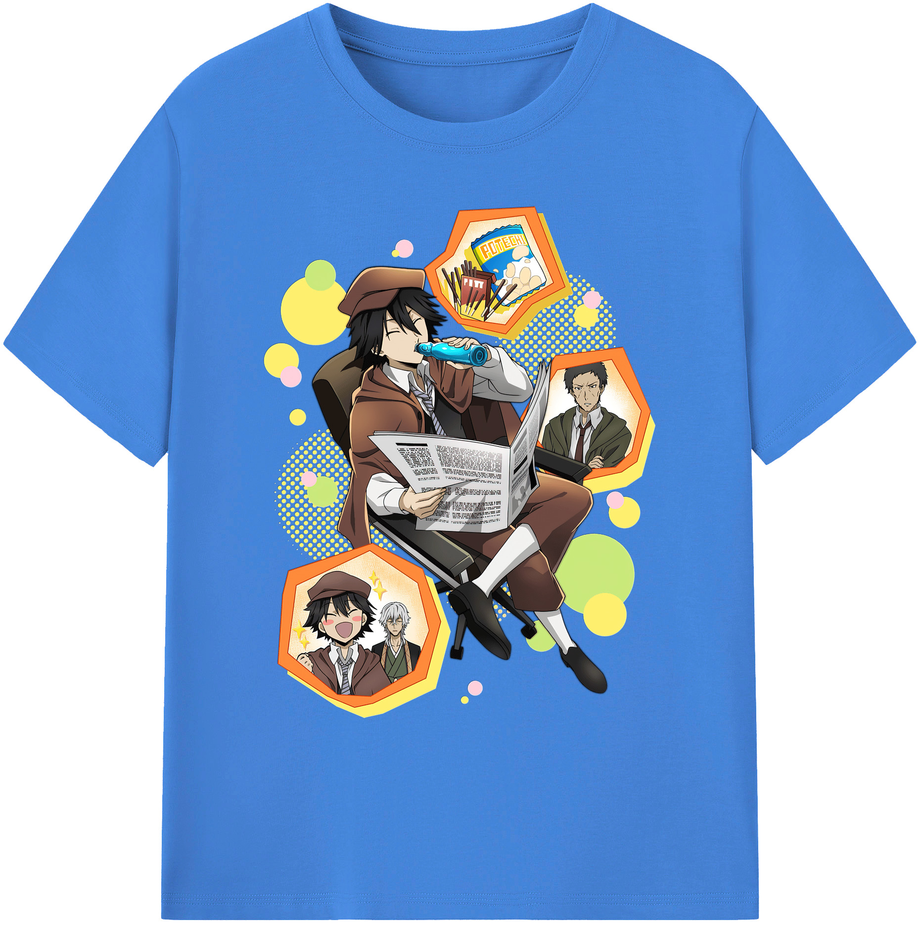 （画像用） 文豪ストレイドッグス Bungo Stray Dogs 綿100％ メンズ半袖Tシャツ｜肌触りやわらか＆通気性