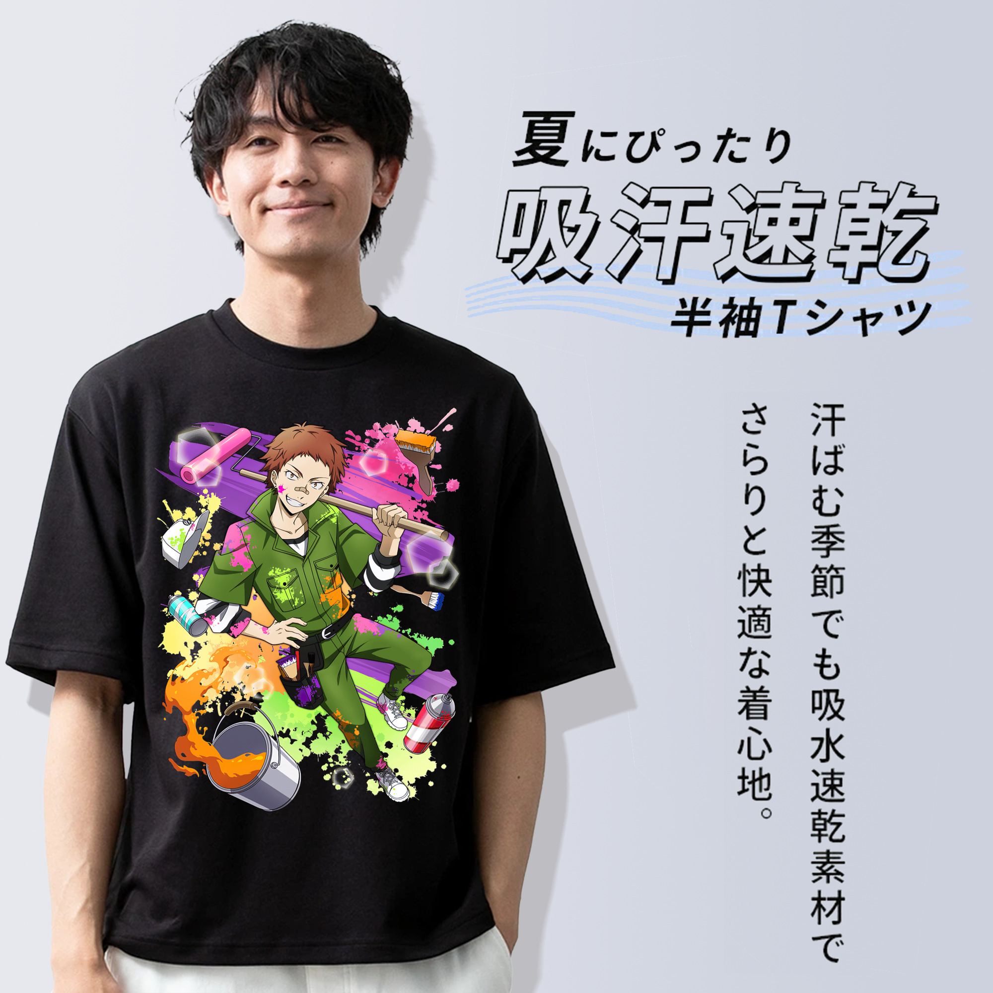 文豪ストレイドッグス Bungo Stray Dogs 綿100％ メンズ半袖Tシャツ｜肌触りやわらか＆通気性