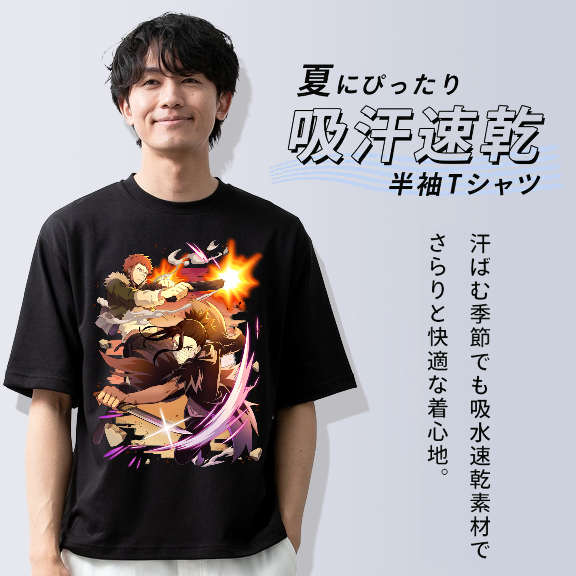 文豪ストレイドッグス Bungo Stray Dogs 綿100％ メンズ半袖Tシャツ｜肌触りやわらか＆通気性