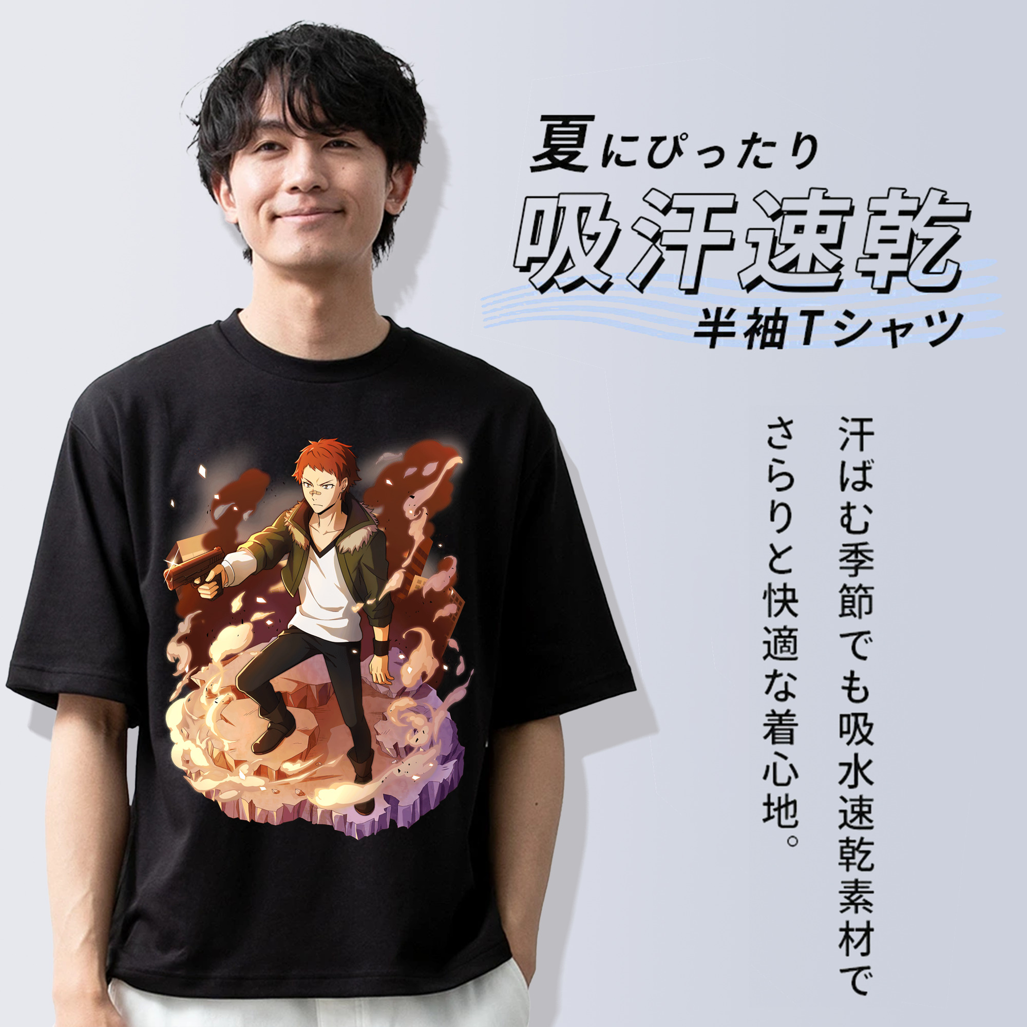 文豪ストレイドッグス Bungo Stray Dogs 綿100％ メンズ半袖Tシャツ｜肌触りやわらか＆通気性