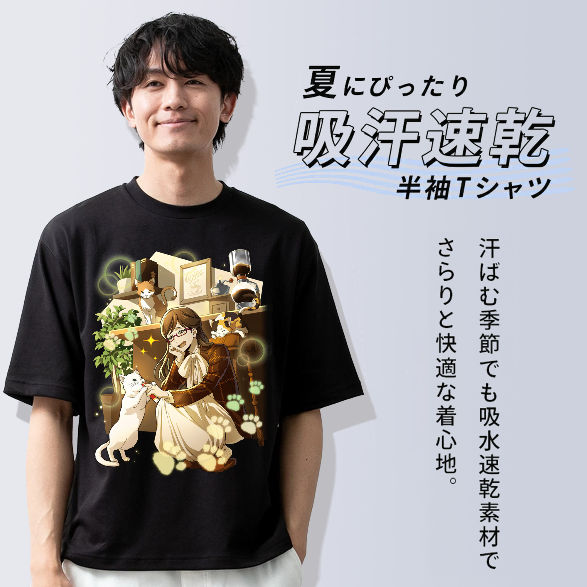 文豪ストレイドッグス Bungo Stray Dogs 綿100％ メンズ半袖Tシャツ｜肌触りやわらか＆通気性