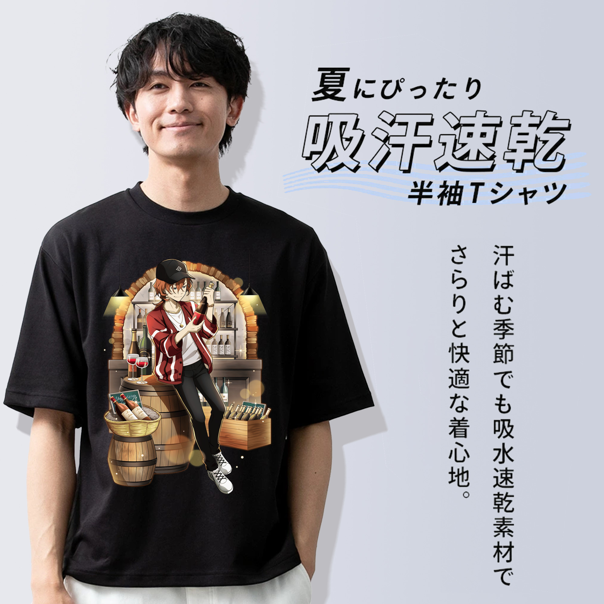 文豪ストレイドッグス Bungo Stray Dogs 綿100％ メンズ半袖Tシャツ｜肌触りやわらか＆通気性