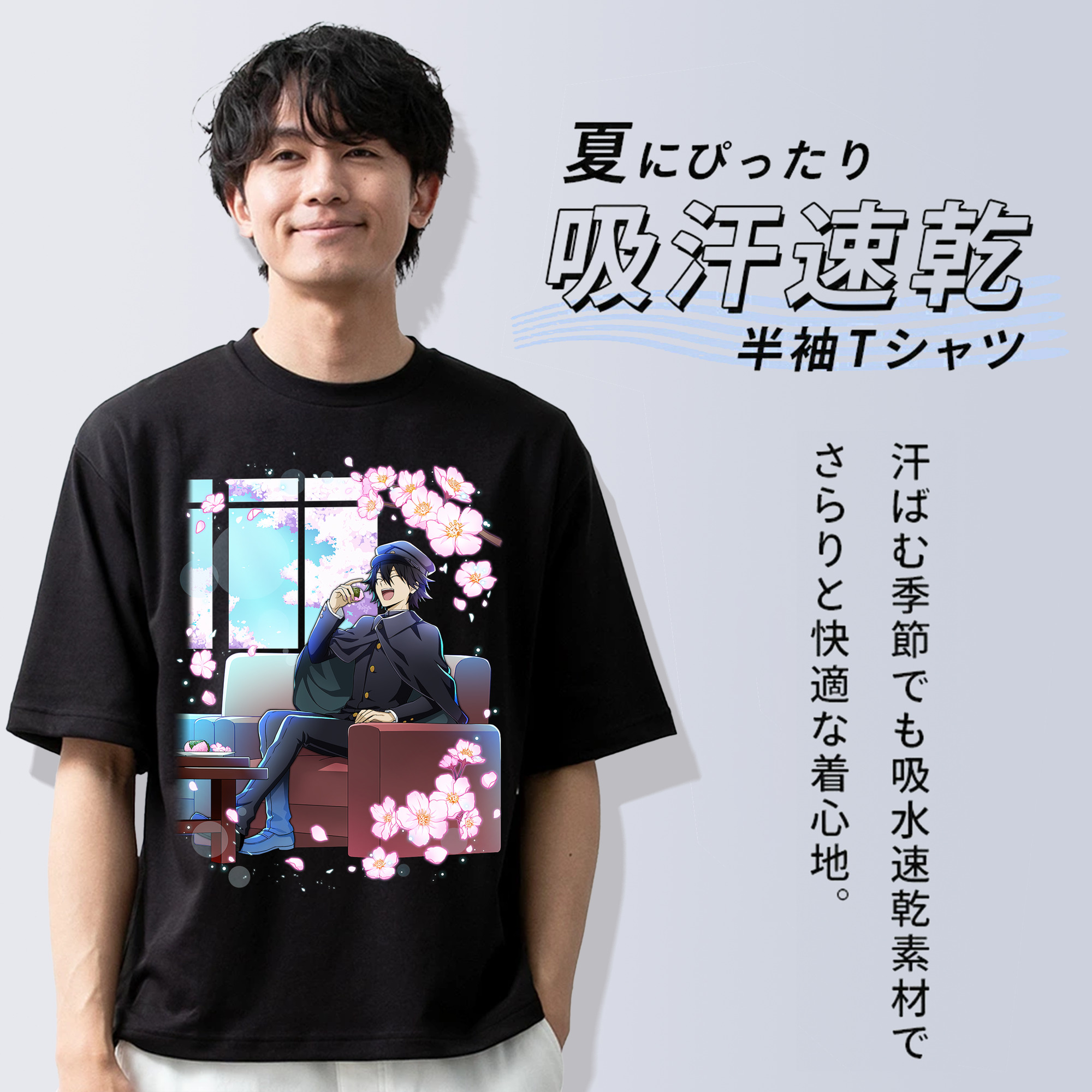 文豪ストレイドッグス Bungo Stray Dogs 綿100％ メンズ半袖Tシャツ｜肌触りやわらか＆通気性
