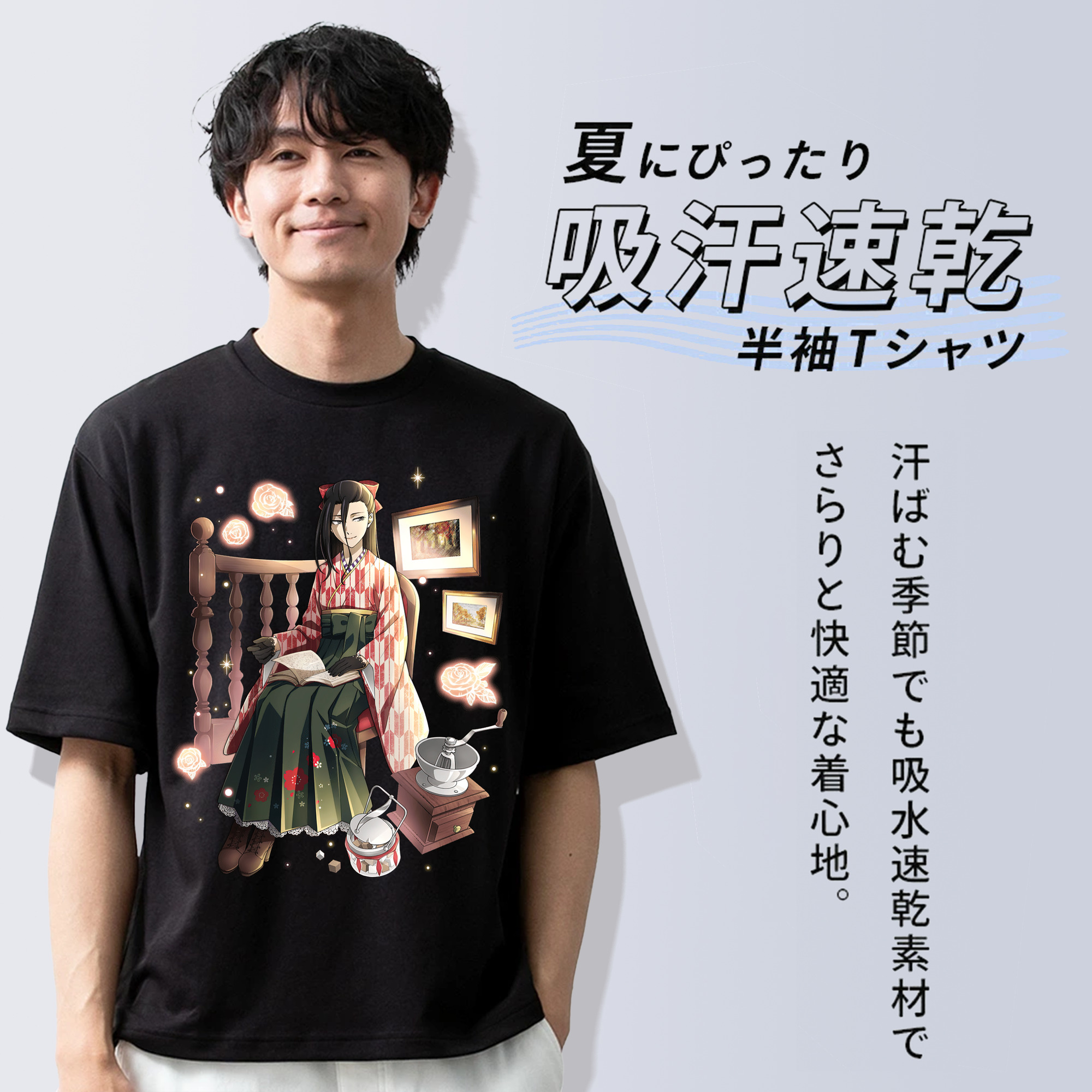 文豪ストレイドッグス Bungo Stray Dogs 綿100％ メンズ半袖Tシャツ｜肌触りやわらか＆通気性