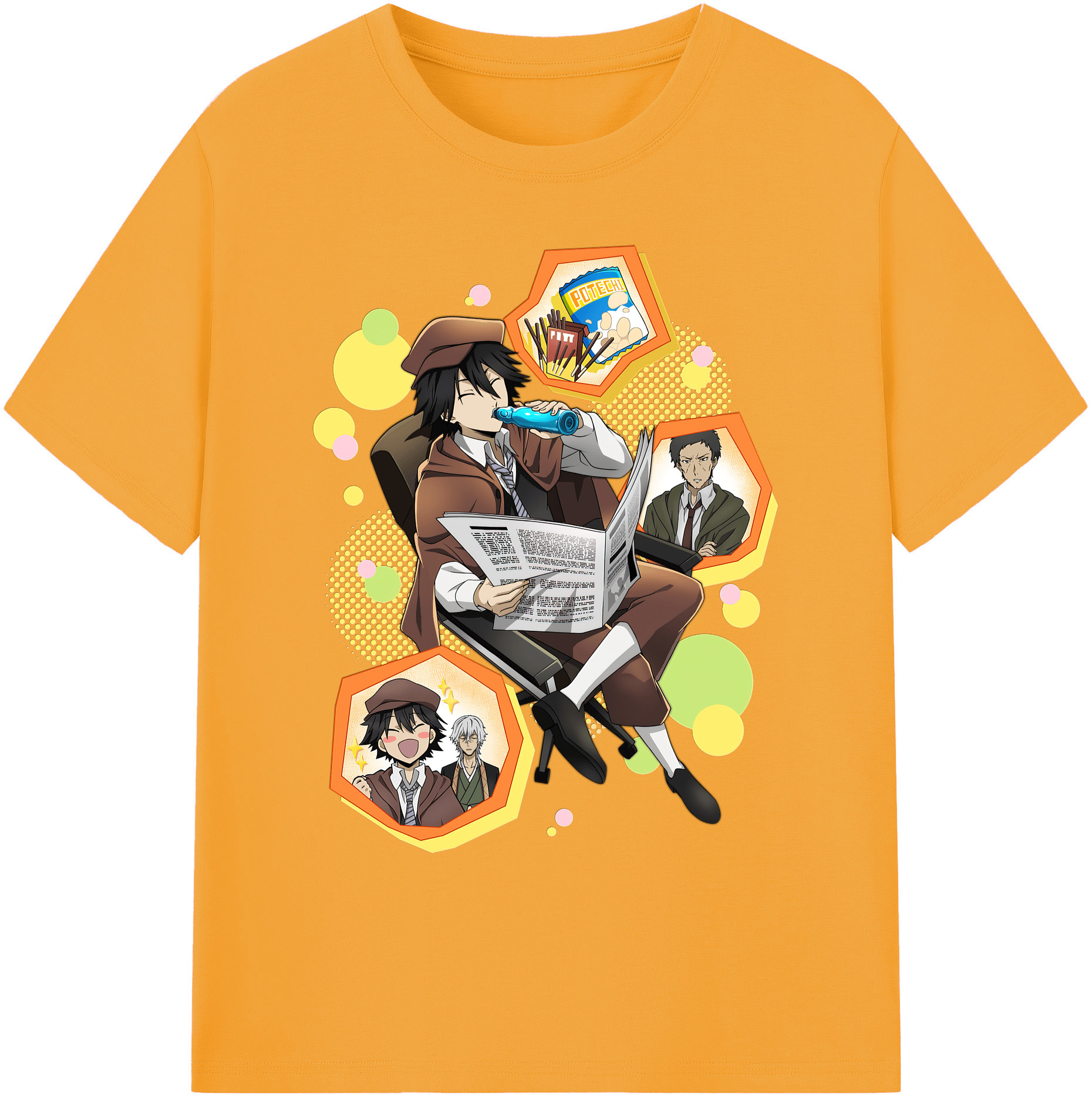 （画像用） 文豪ストレイドッグス Bungo Stray Dogs 綿100％ メンズ半袖Tシャツ｜肌触りやわらか＆通気性