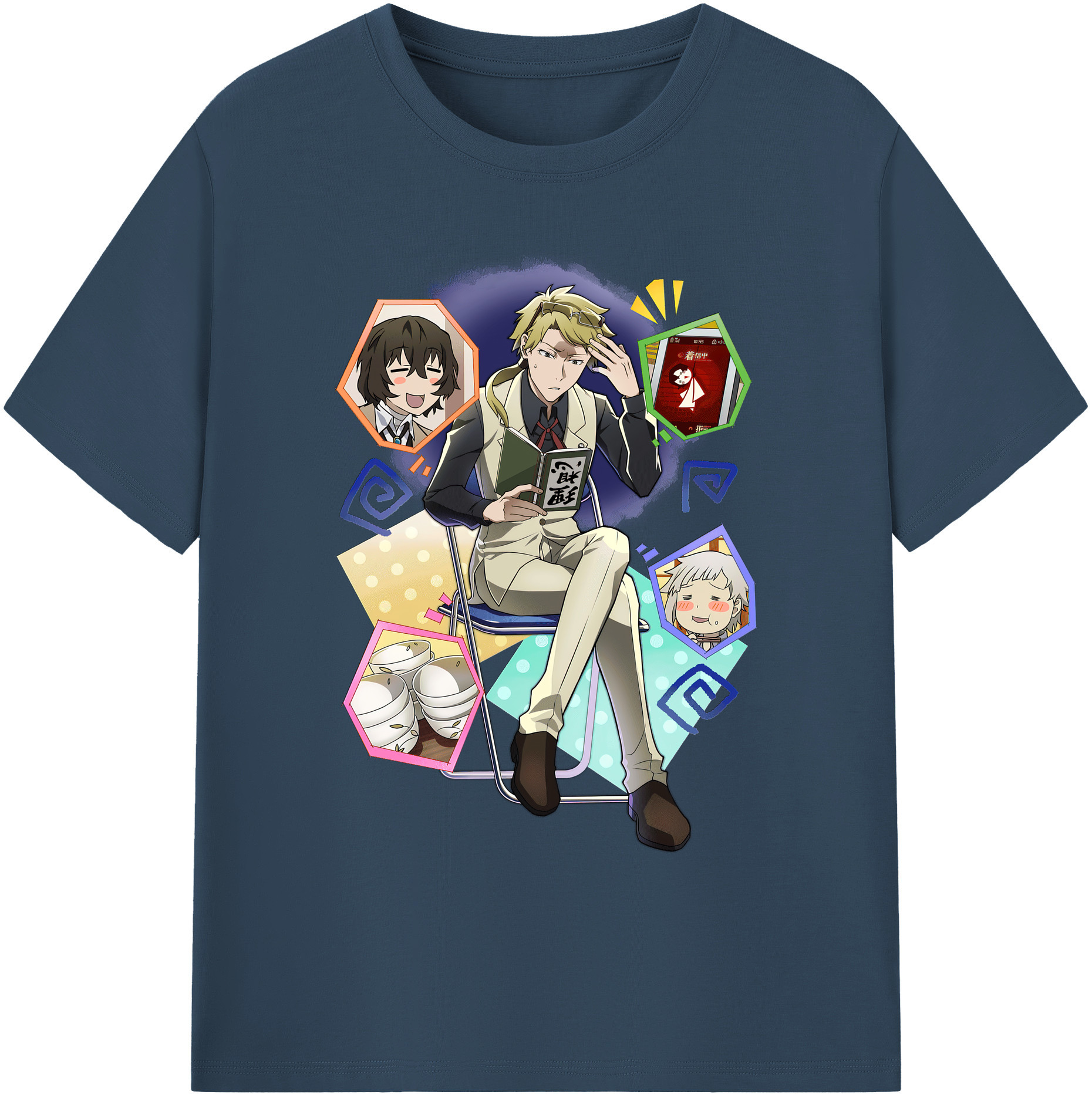 （画像用） 文豪ストレイドッグス Bungo Stray Dogs 綿100％ メンズ半袖Tシャツ｜肌触りやわらか＆通気性