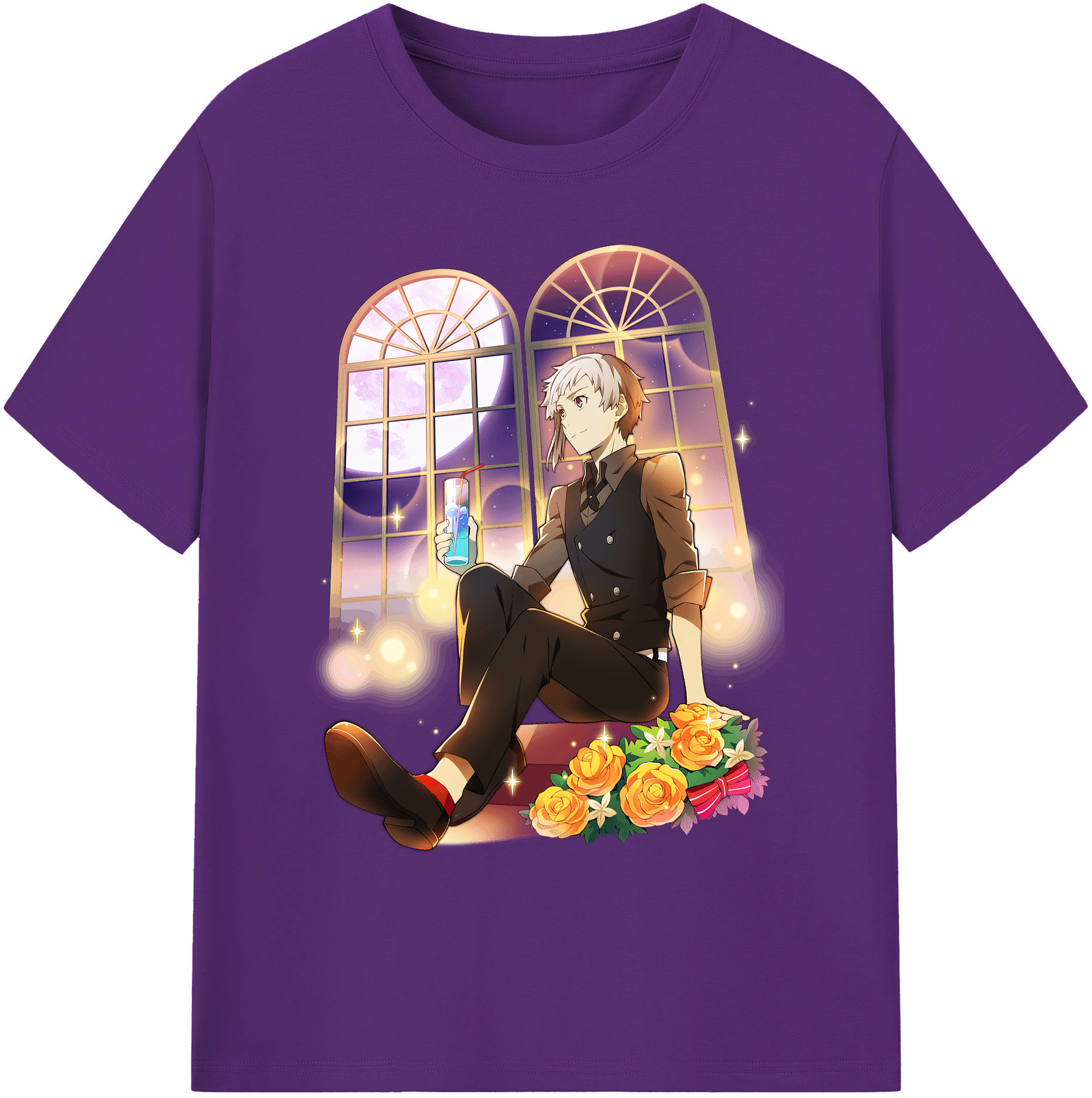 （画像用） 文豪ストレイドッグス Bungo Stray Dogs 綿100％ メンズ半袖Tシャツ｜肌触りやわらか＆通気性