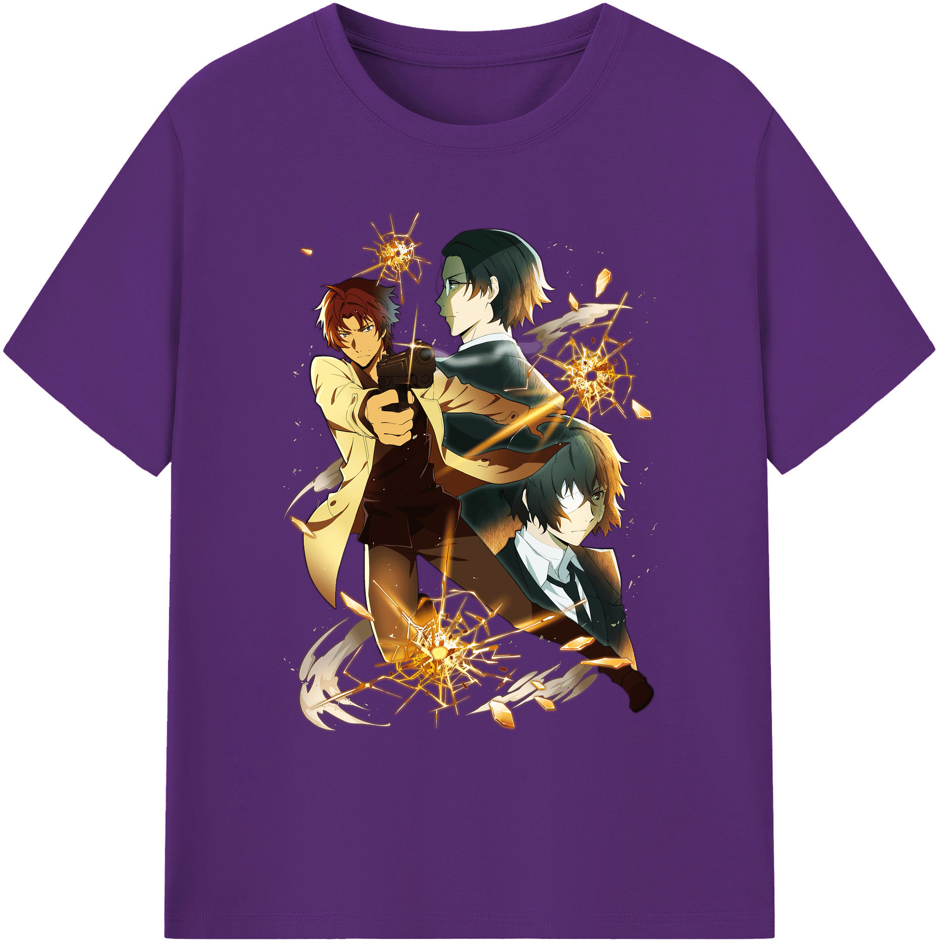 （画像用） 文豪ストレイドッグス Bungo Stray Dogs 綿100％ メンズ半袖Tシャツ｜肌触りやわらか＆通気性
