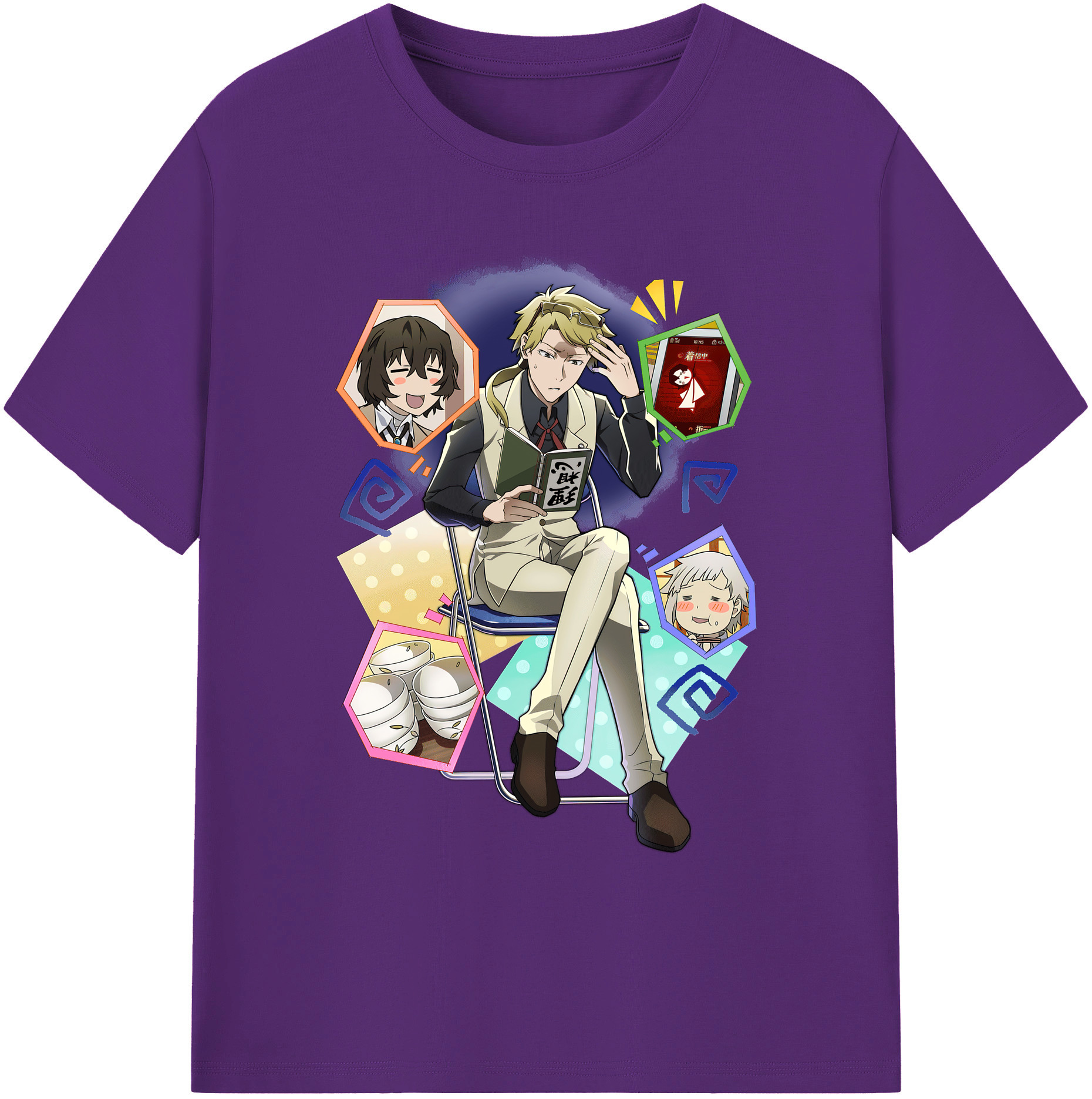 （画像用） 文豪ストレイドッグス Bungo Stray Dogs 綿100％ メンズ半袖Tシャツ｜肌触りやわらか＆通気性