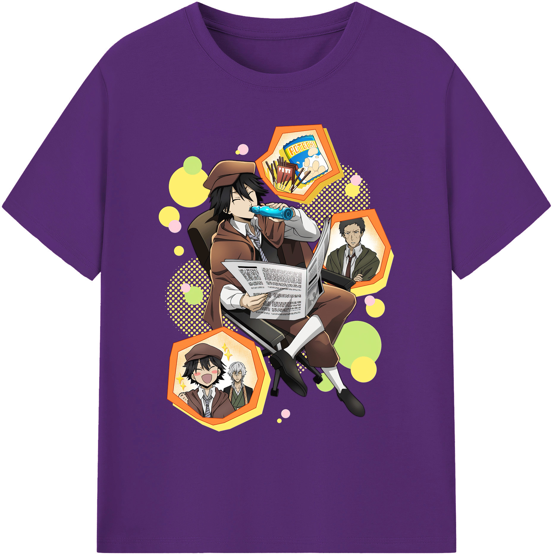 （画像用） 文豪ストレイドッグス Bungo Stray Dogs 綿100％ メンズ半袖Tシャツ｜肌触りやわらか＆通気性