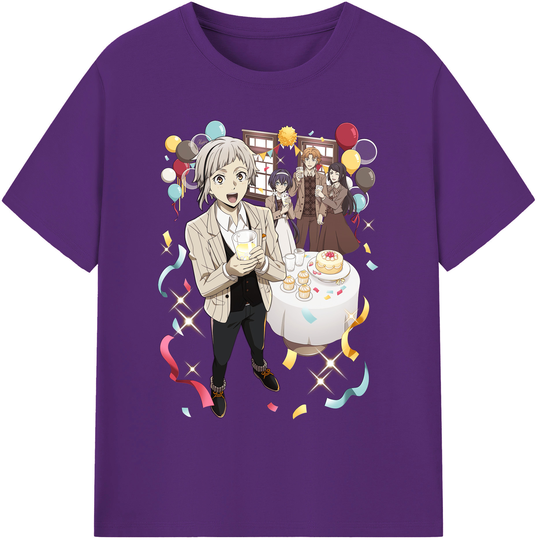 （画像用） 文豪ストレイドッグス Bungo Stray Dogs 綿100％ メンズ半袖Tシャツ｜肌触りやわらか＆通気性