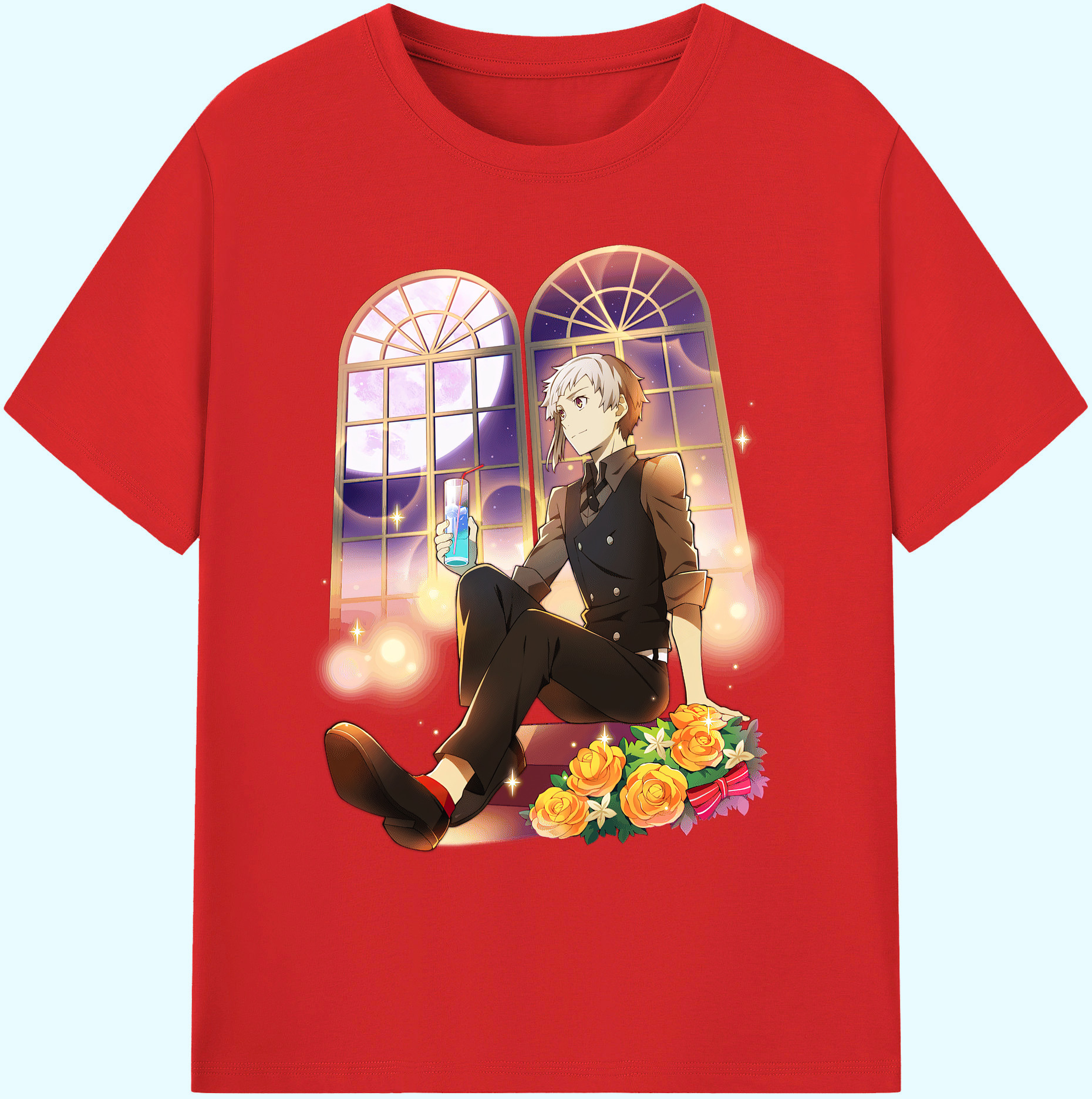（画像用） 文豪ストレイドッグス Bungo Stray Dogs 綿100％ メンズ半袖Tシャツ｜肌触りやわらか＆通気性