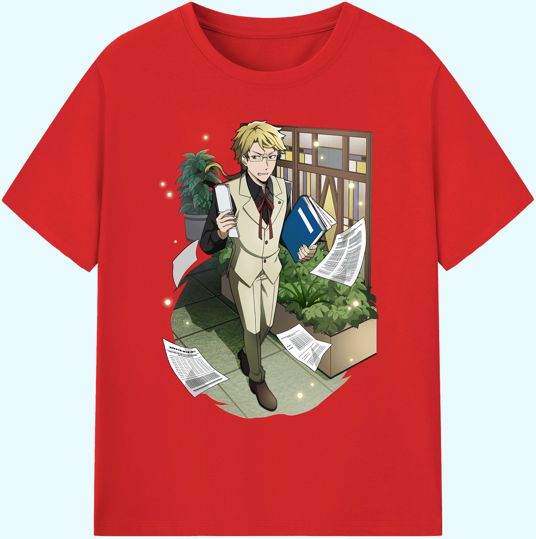（画像用） 文豪ストレイドッグス Bungo Stray Dogs 綿100％ メンズ半袖Tシャツ｜肌触りやわらか＆通気性