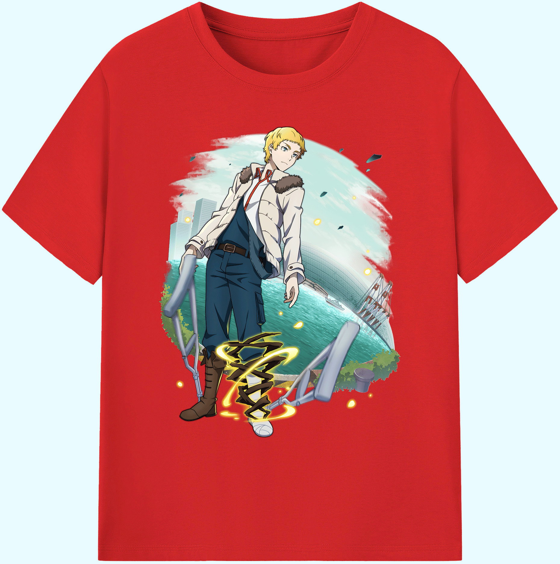 （画像用） 文豪ストレイドッグス Bungo Stray Dogs 綿100％ メンズ半袖Tシャツ｜肌触りやわらか＆通気性