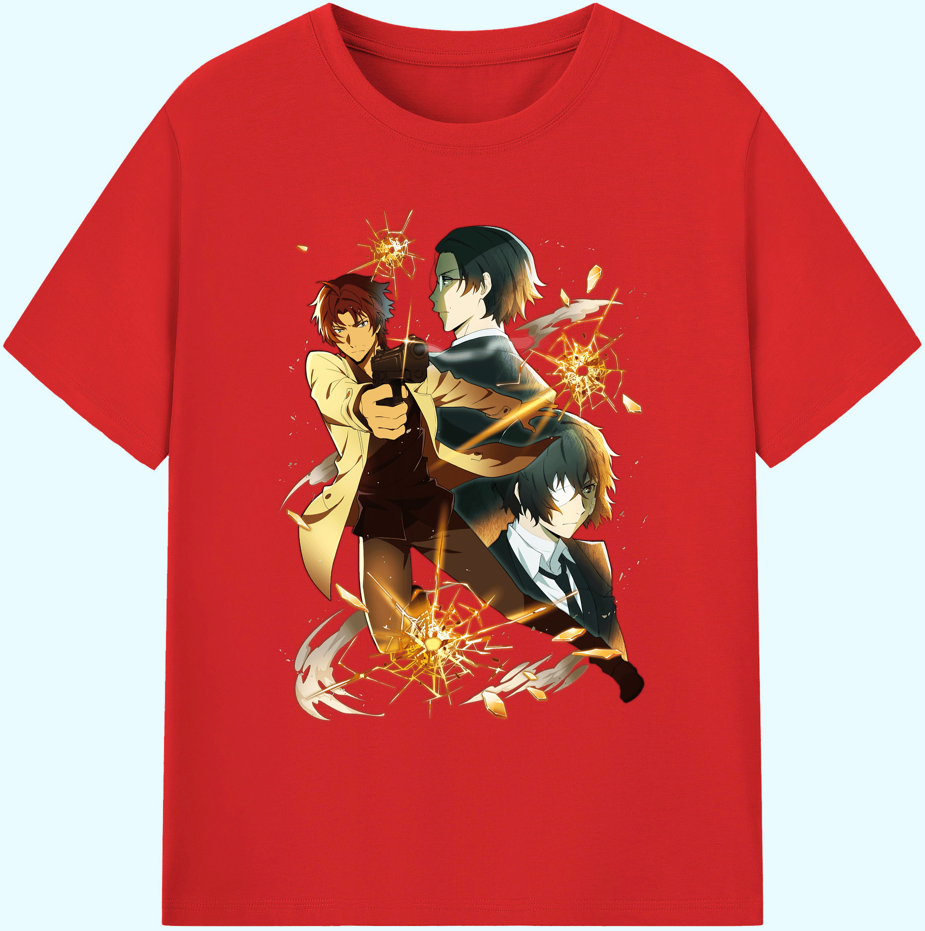 （画像用） 文豪ストレイドッグス Bungo Stray Dogs 綿100％ メンズ半袖Tシャツ｜肌触りやわらか＆通気性