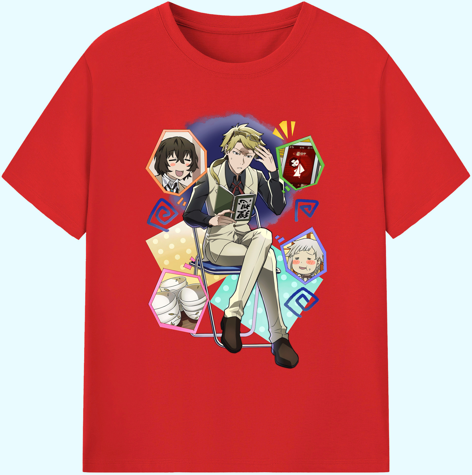 （画像用） 文豪ストレイドッグス Bungo Stray Dogs 綿100％ メンズ半袖Tシャツ｜肌触りやわらか＆通気性
