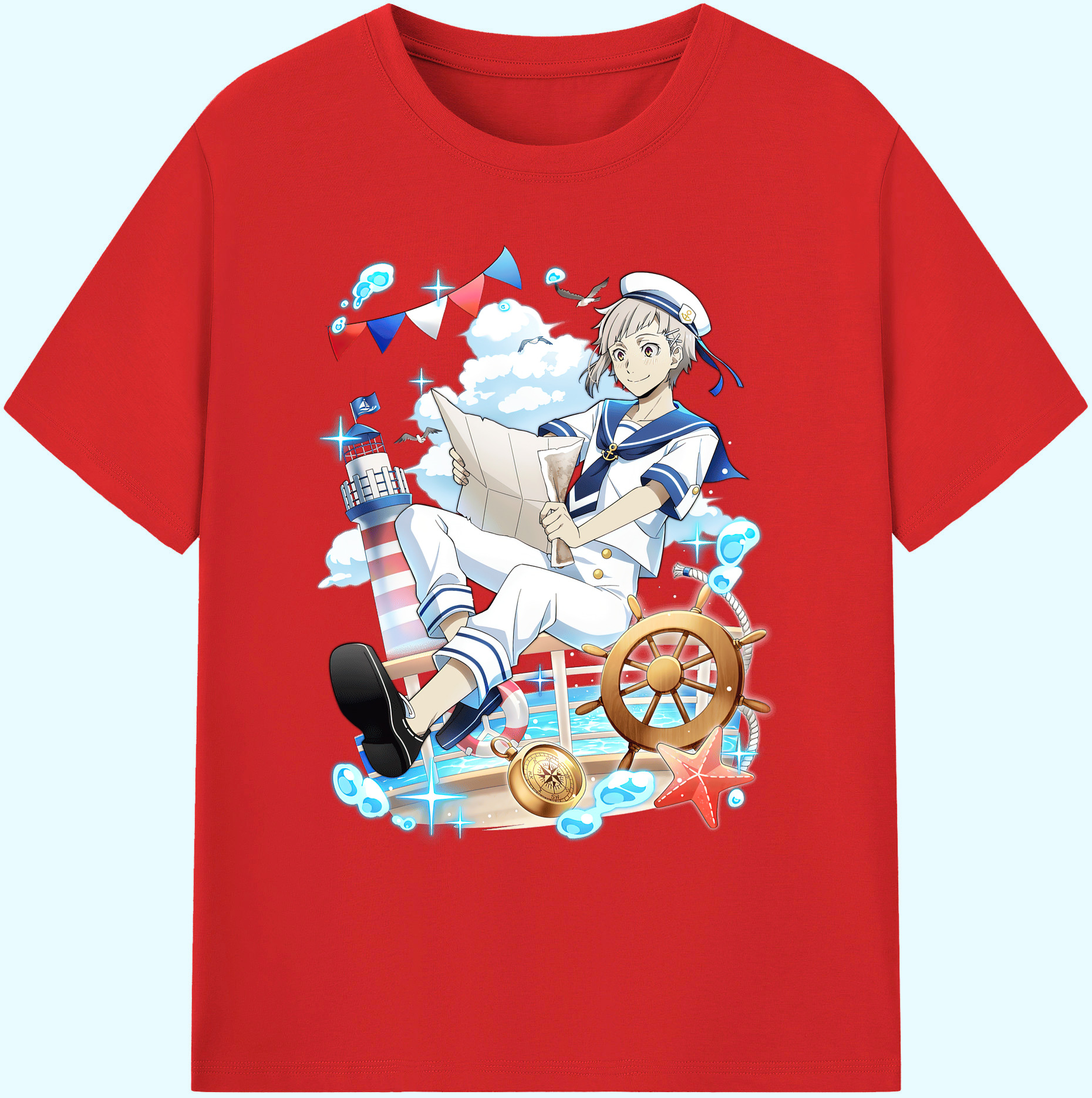 （画像用） 文豪ストレイドッグス Bungo Stray Dogs 綿100％ メンズ半袖Tシャツ｜肌触りやわらか＆通気性