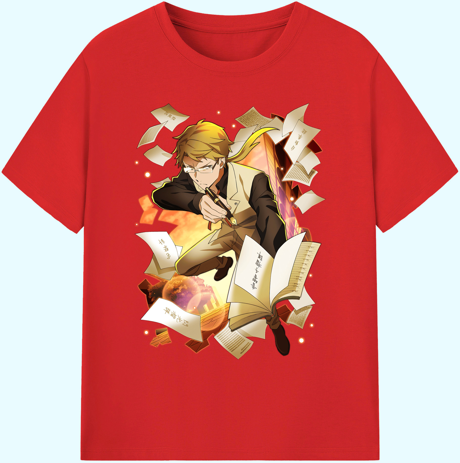（画像用） 文豪ストレイドッグス Bungo Stray Dogs 綿100％ メンズ半袖Tシャツ｜肌触りやわらか＆通気性