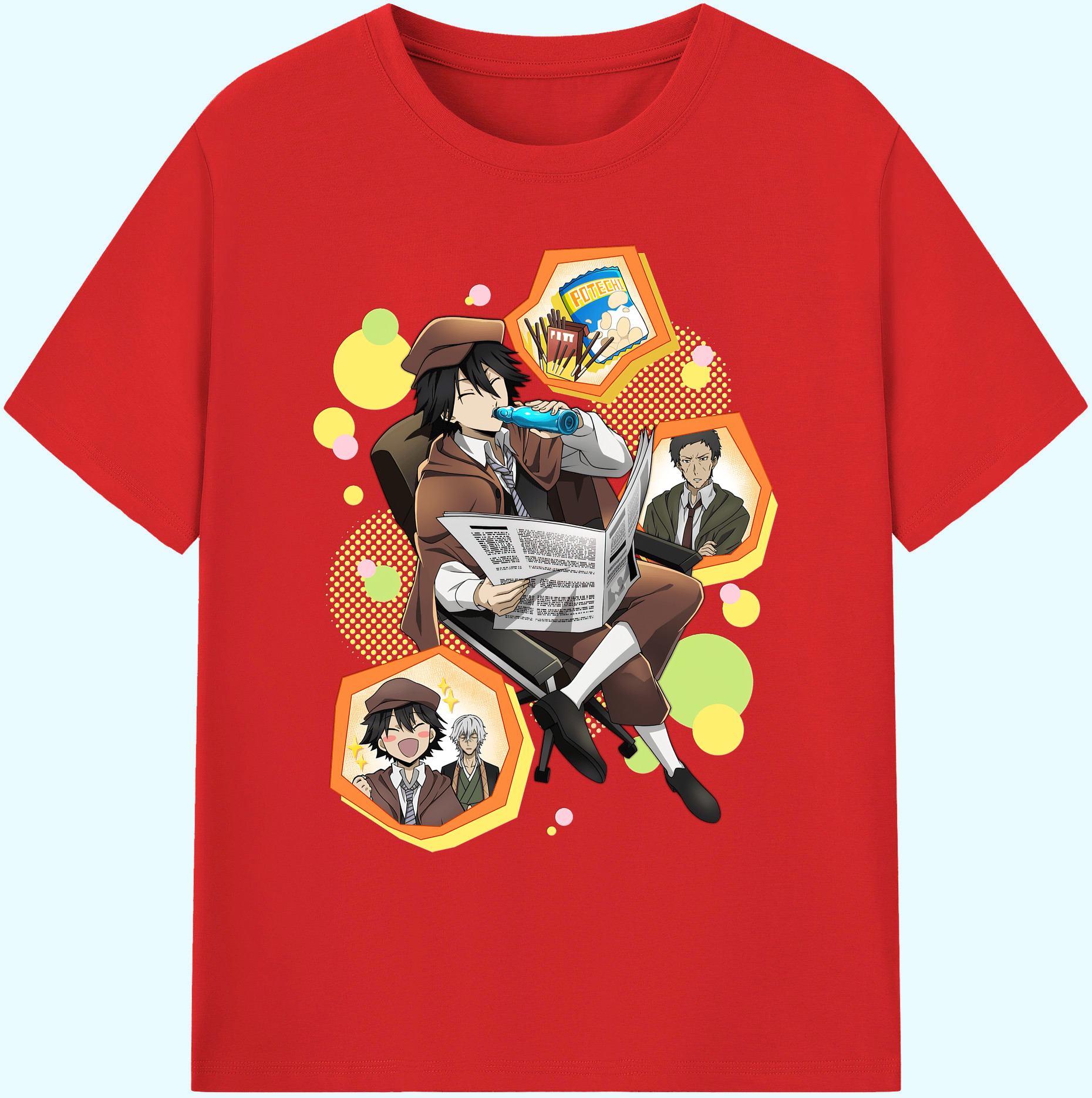 （画像用） 文豪ストレイドッグス Bungo Stray Dogs 綿100％ メンズ半袖Tシャツ｜肌触りやわらか＆通気性