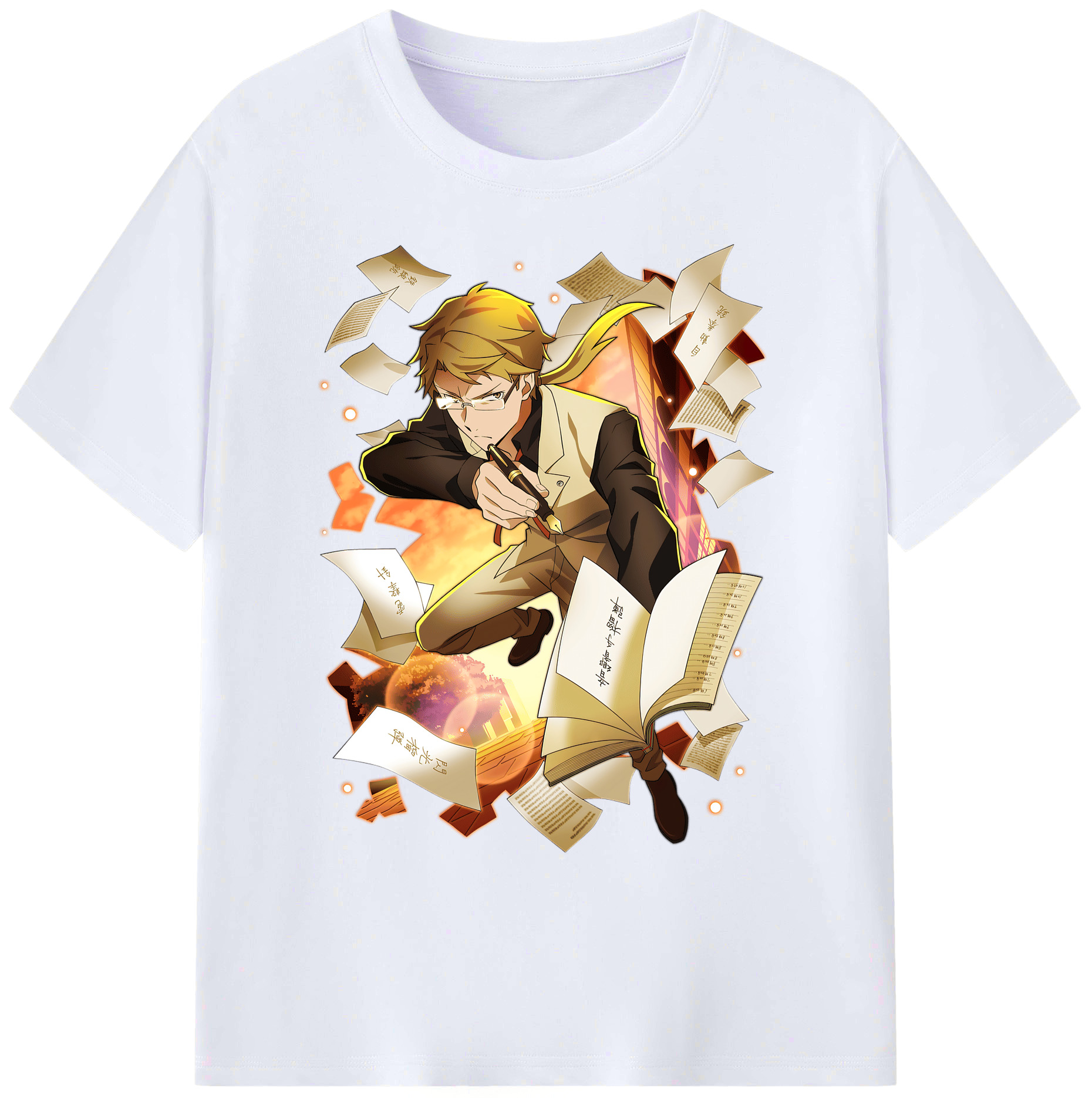 （画像用） 文豪ストレイドッグス Bungo Stray Dogs 綿100％ メンズ半袖Tシャツ｜肌触りやわらか＆通気性