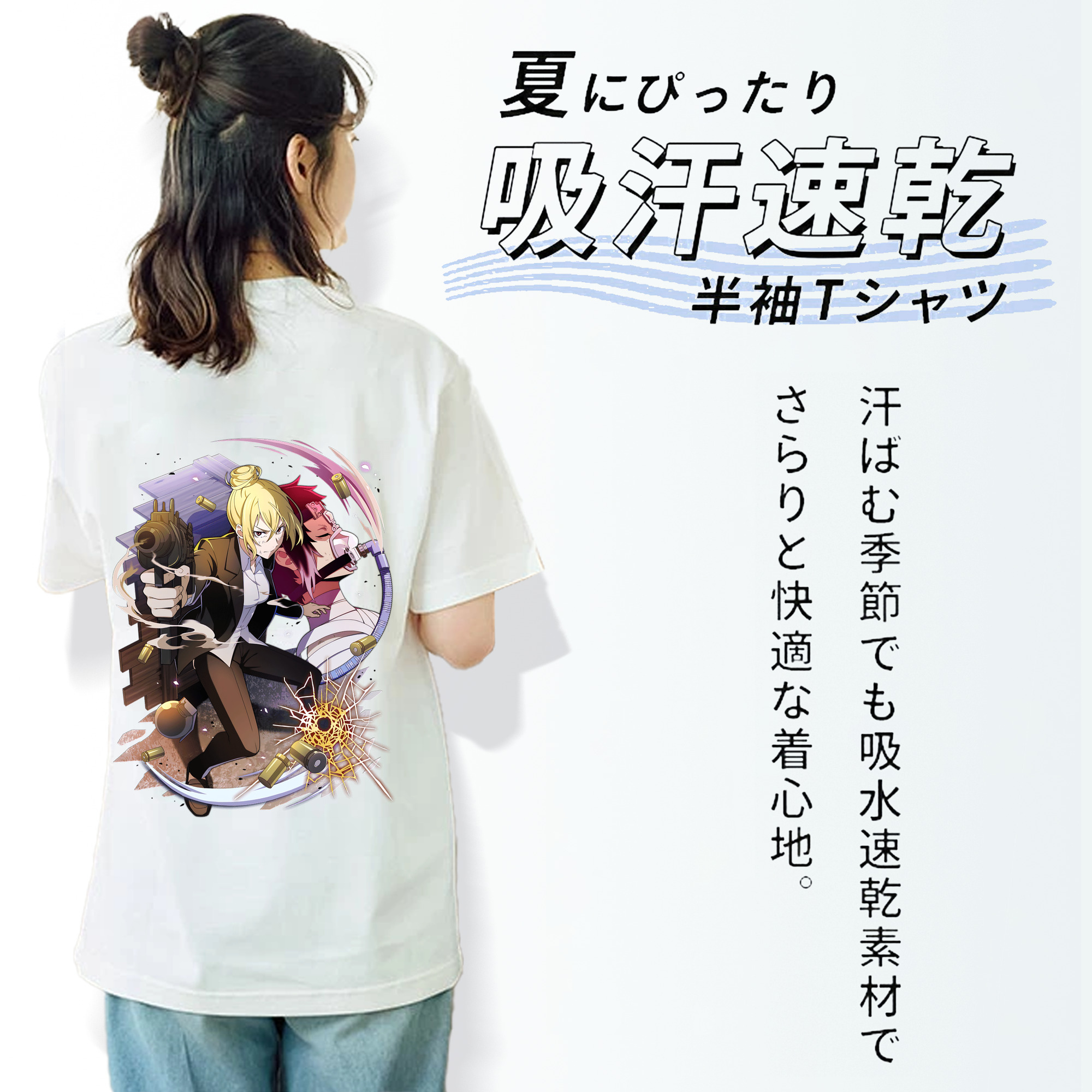 文豪ストレイドッグス Bungo Stray Dogs レディース半袖Tシャツ(バックプリント)
