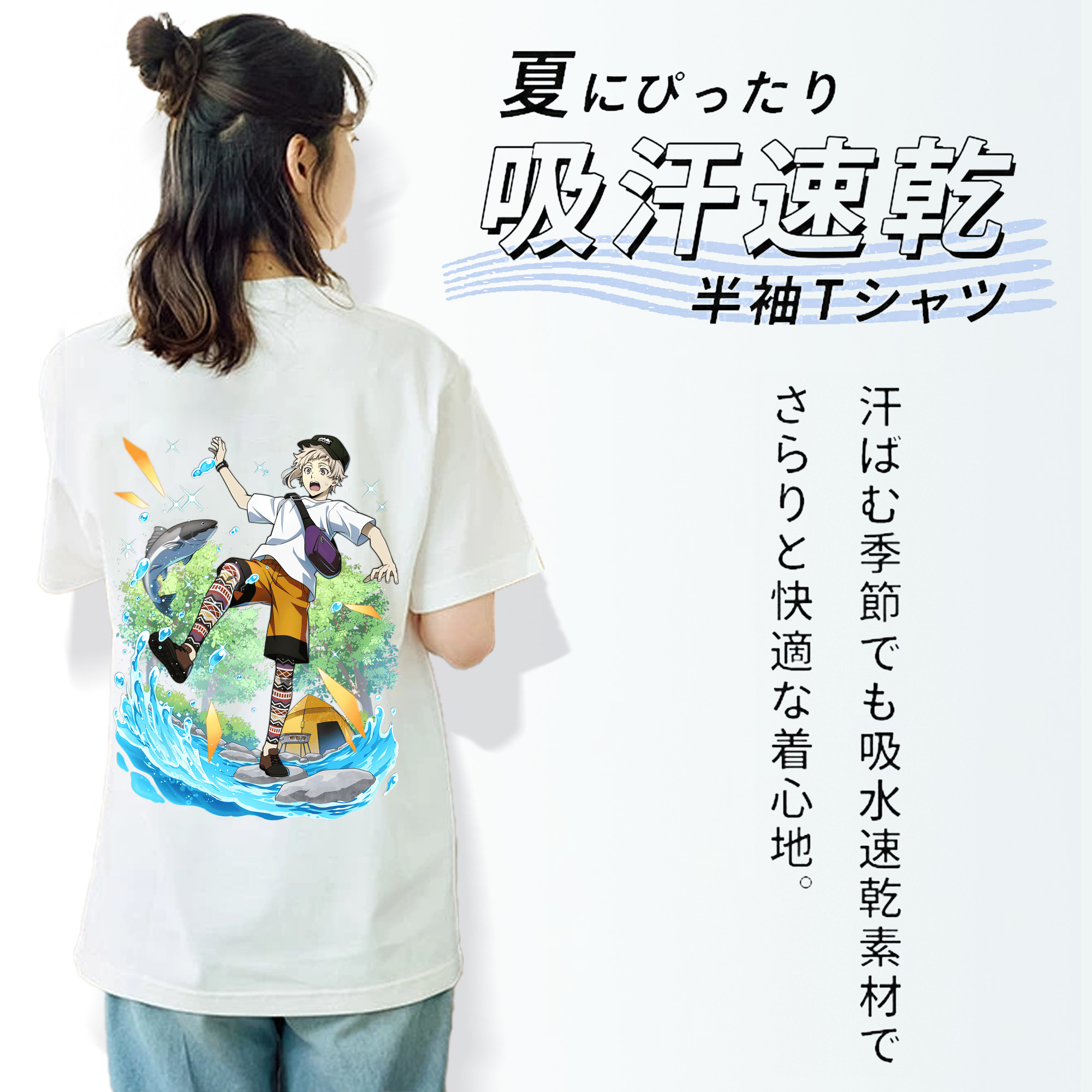 文豪ストレイドッグス Bungo Stray Dogs レディース半袖Tシャツ(バックプリント)