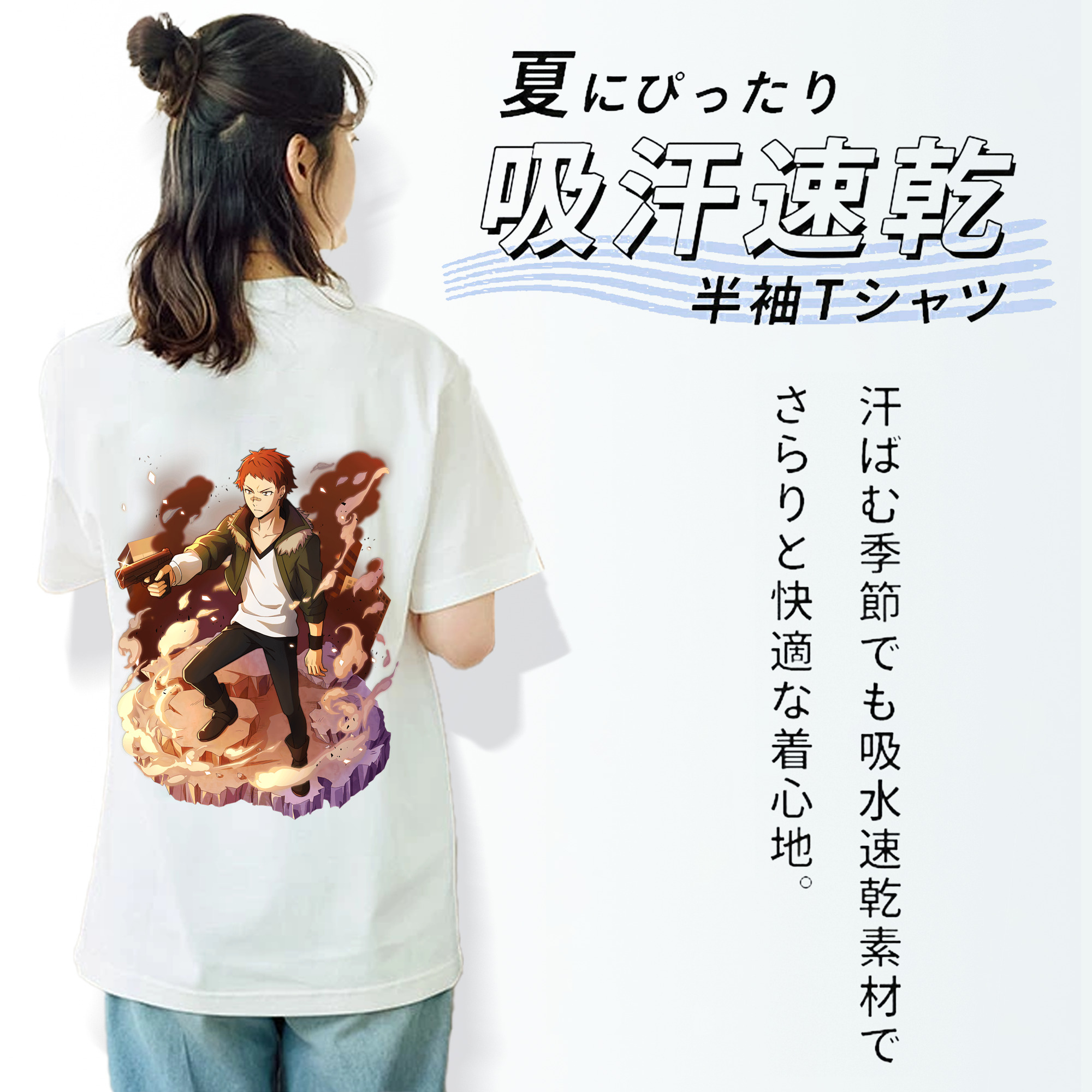 文豪ストレイドッグス Bungo Stray Dogs レディース半袖Tシャツ(バックプリント)