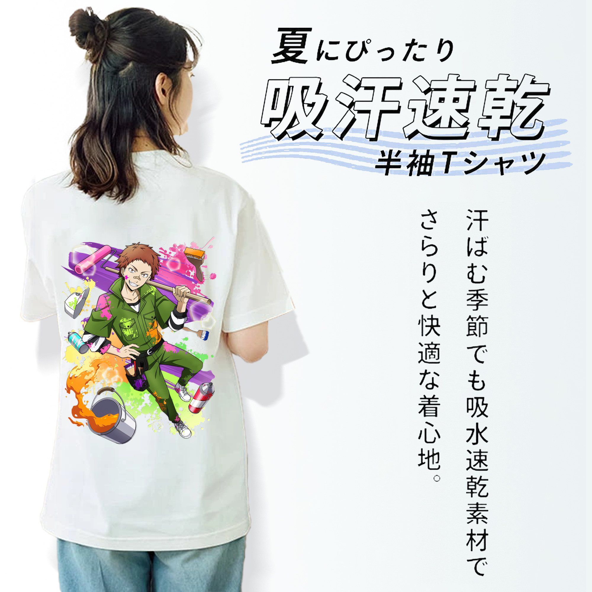 文豪ストレイドッグス Bungo Stray Dogs レディース半袖Tシャツ(バックプリント)