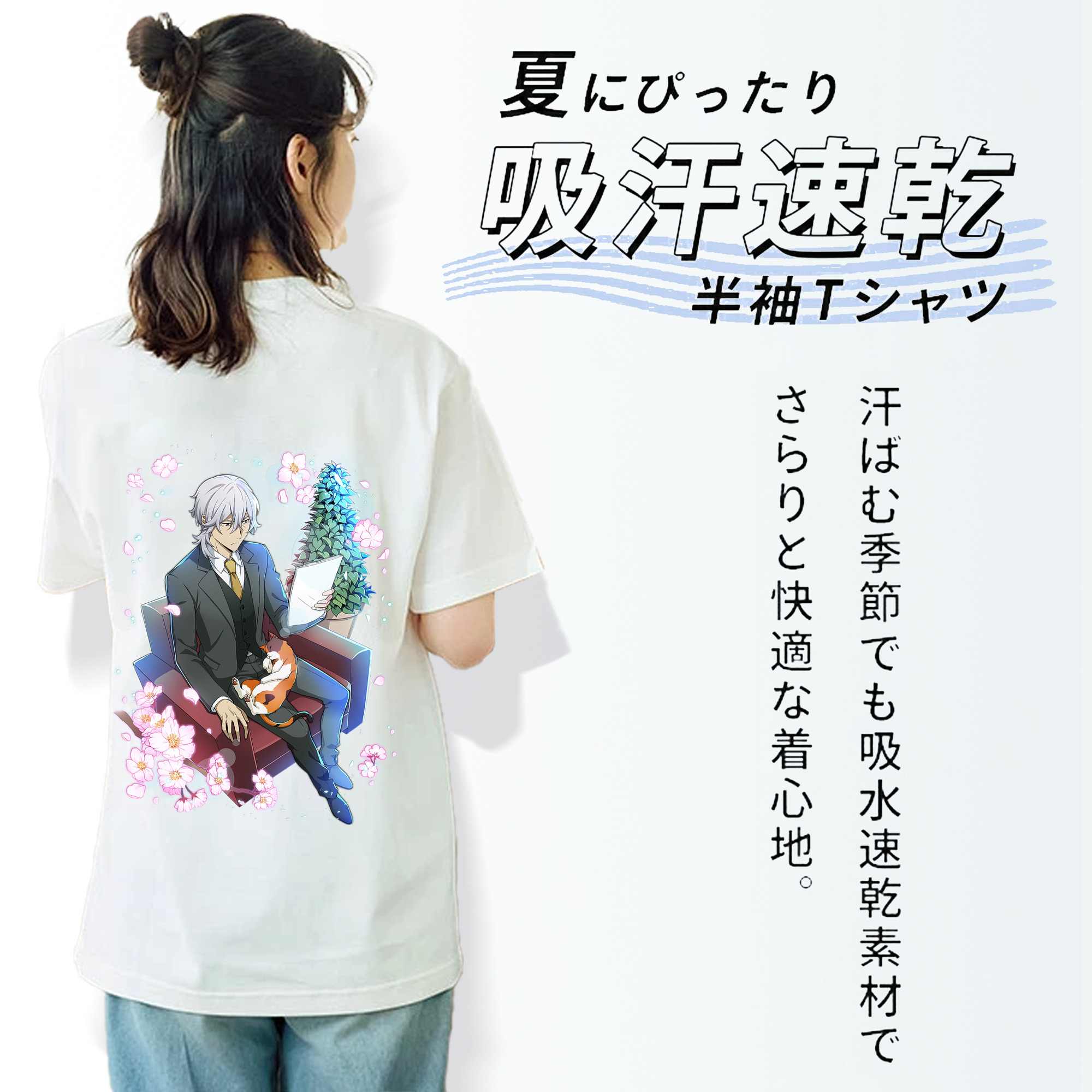 文豪ストレイドッグス Bungo Stray Dogs レディース半袖Tシャツ(バックプリント)