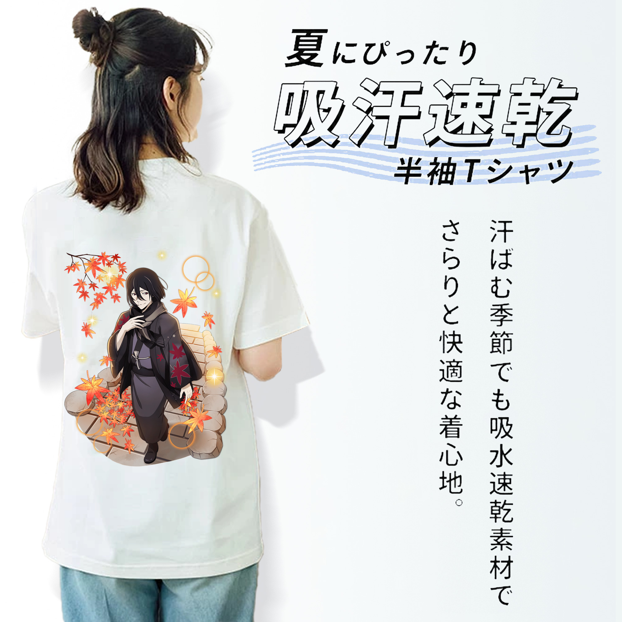 文豪ストレイドッグス Bungo Stray Dogs レディース半袖Tシャツ(バックプリント)