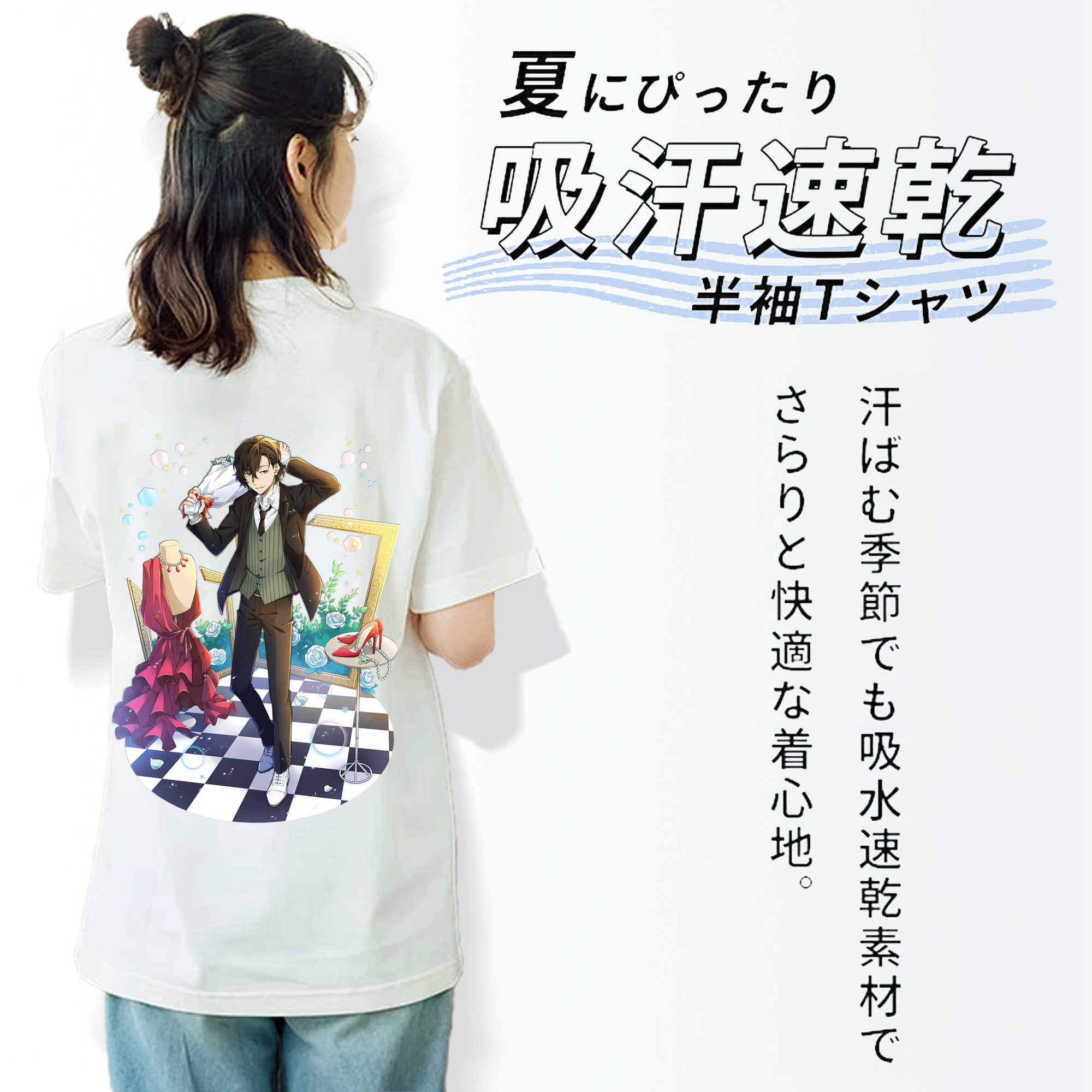 文豪ストレイドッグス Bungo Stray Dogs レディース半袖Tシャツ(バックプリント)
